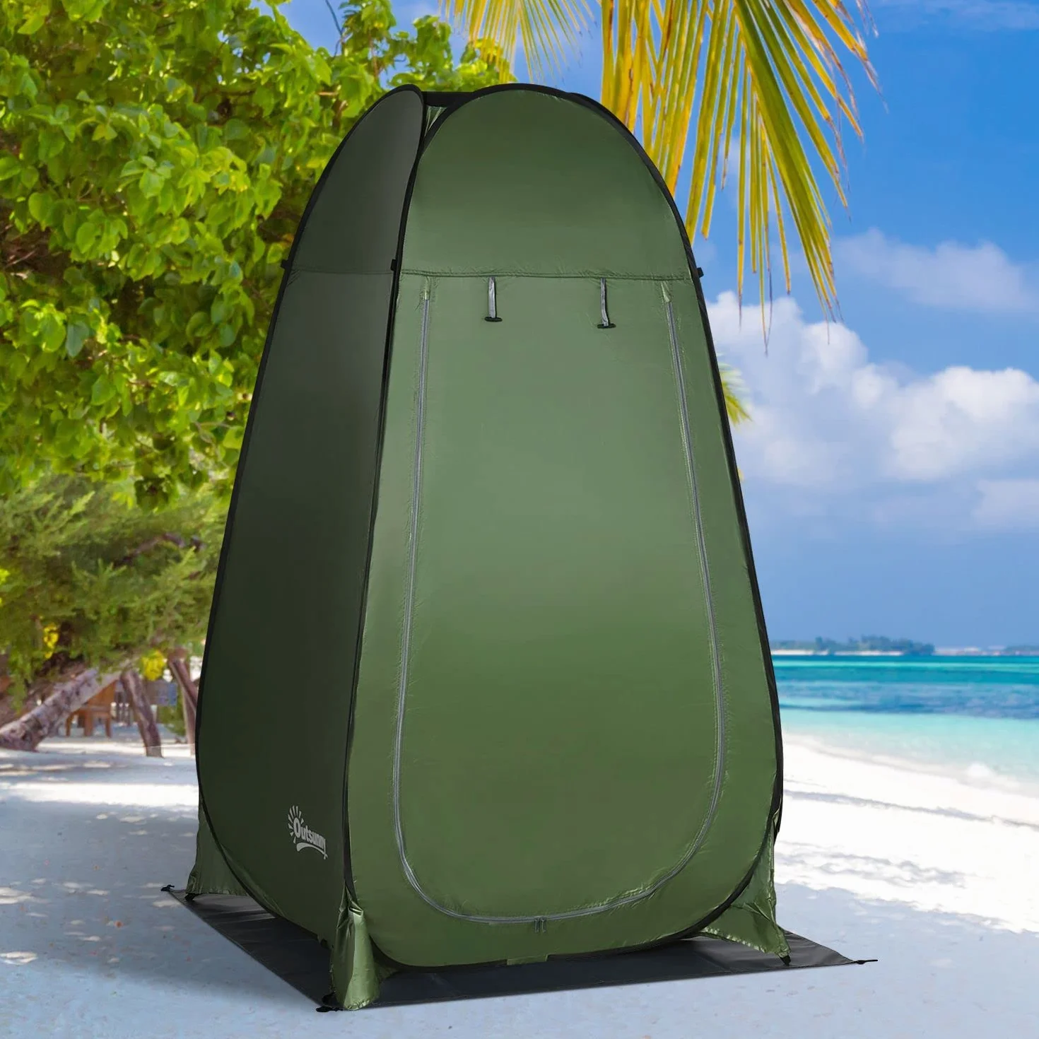 Outsunny Tienda de Ducha Instantánea Pop-Up Portátil con Bolsillo Bolsa Transporte UV 20+ 126x124x189 cm