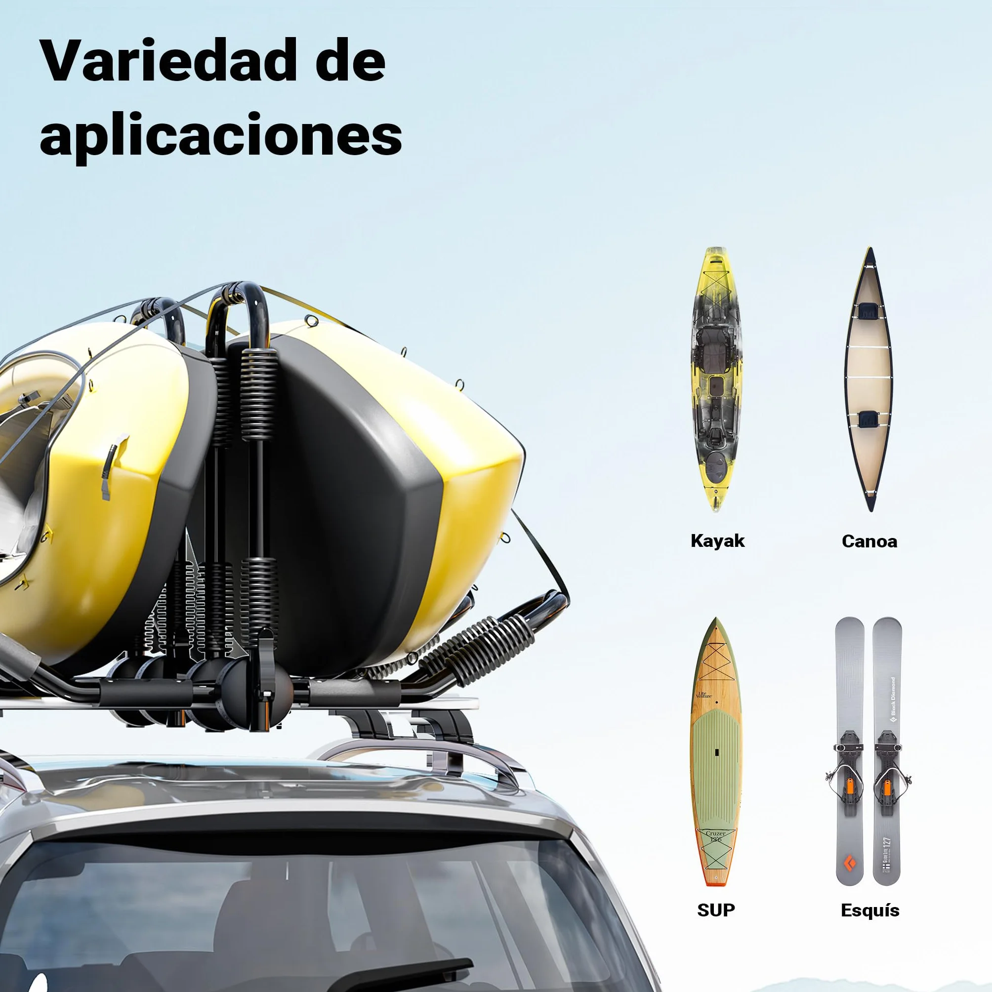 WilTec Soportes Techo para Kayaks Lanchas Canoas Portakayaks con Espuma