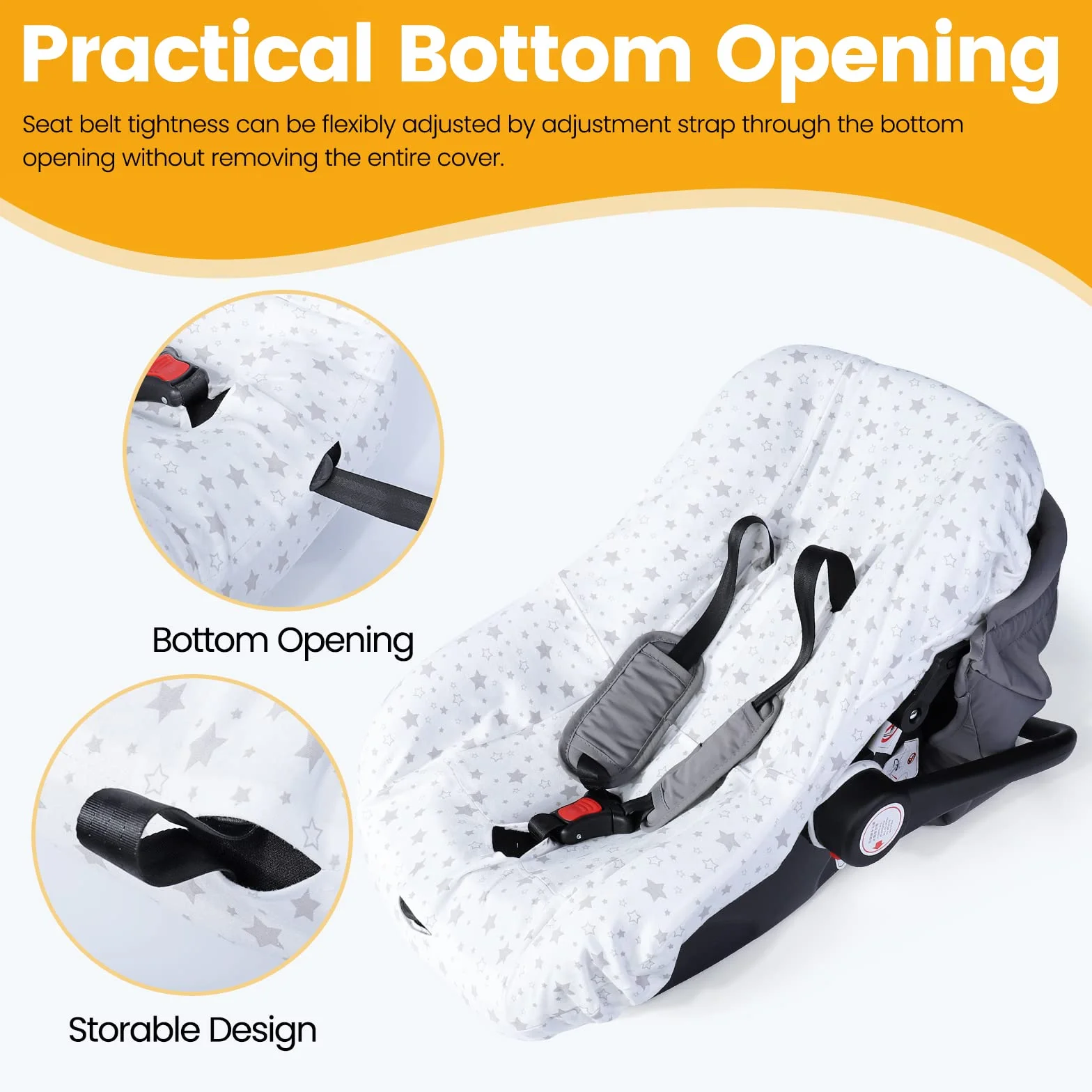 Orzbow Funda Silla Coche Bebe Universal, Transpirable Cubre Grupo 0/0+ Universal, Lavable a Máquina, 100% Algodón Puro