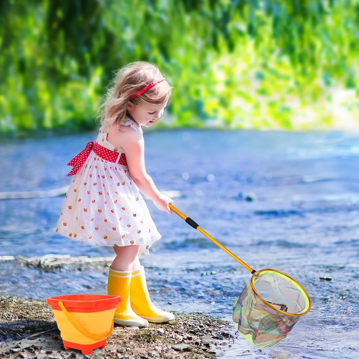 KAHEIGN 3 Piezas Redes de Pesca para Niños, 95CM Red Telescópica Extensible 68-95CM para Mariposas Insectos Peces