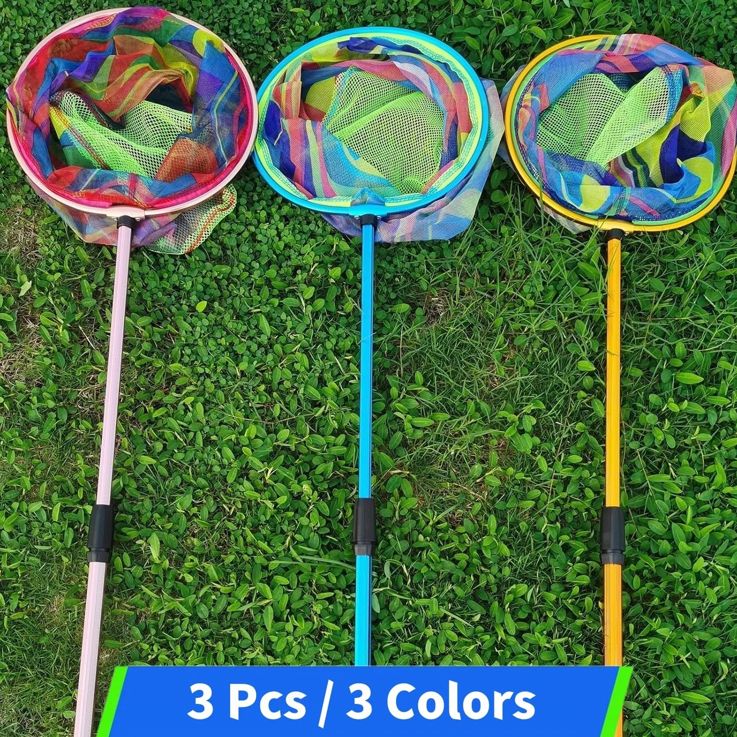 KAHEIGN 3 Piezas Redes de Pesca para Niños, 95CM Red Telescópica Extensible 68-95CM para Mariposas Insectos Peces
