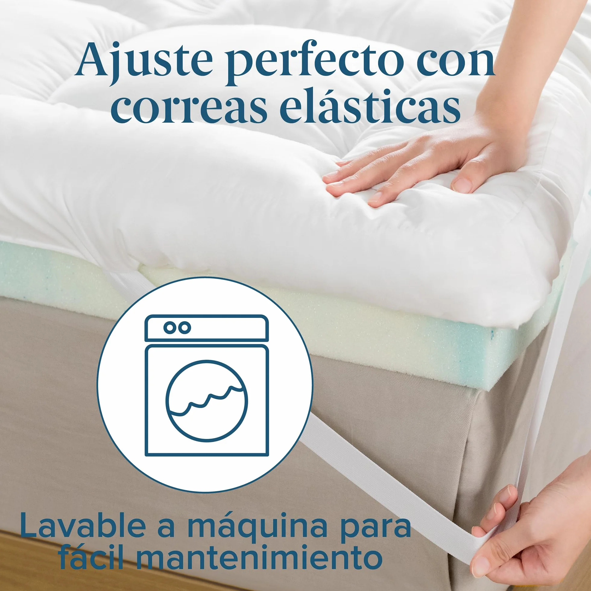 Zinus Topper 90x190 cm – Grosor de 10 cm – Sobrecolchón de Espuma con ventilación refrescante – Firmeza Media – Funda Suave y Transpirable – Certificado Oeko-Tex