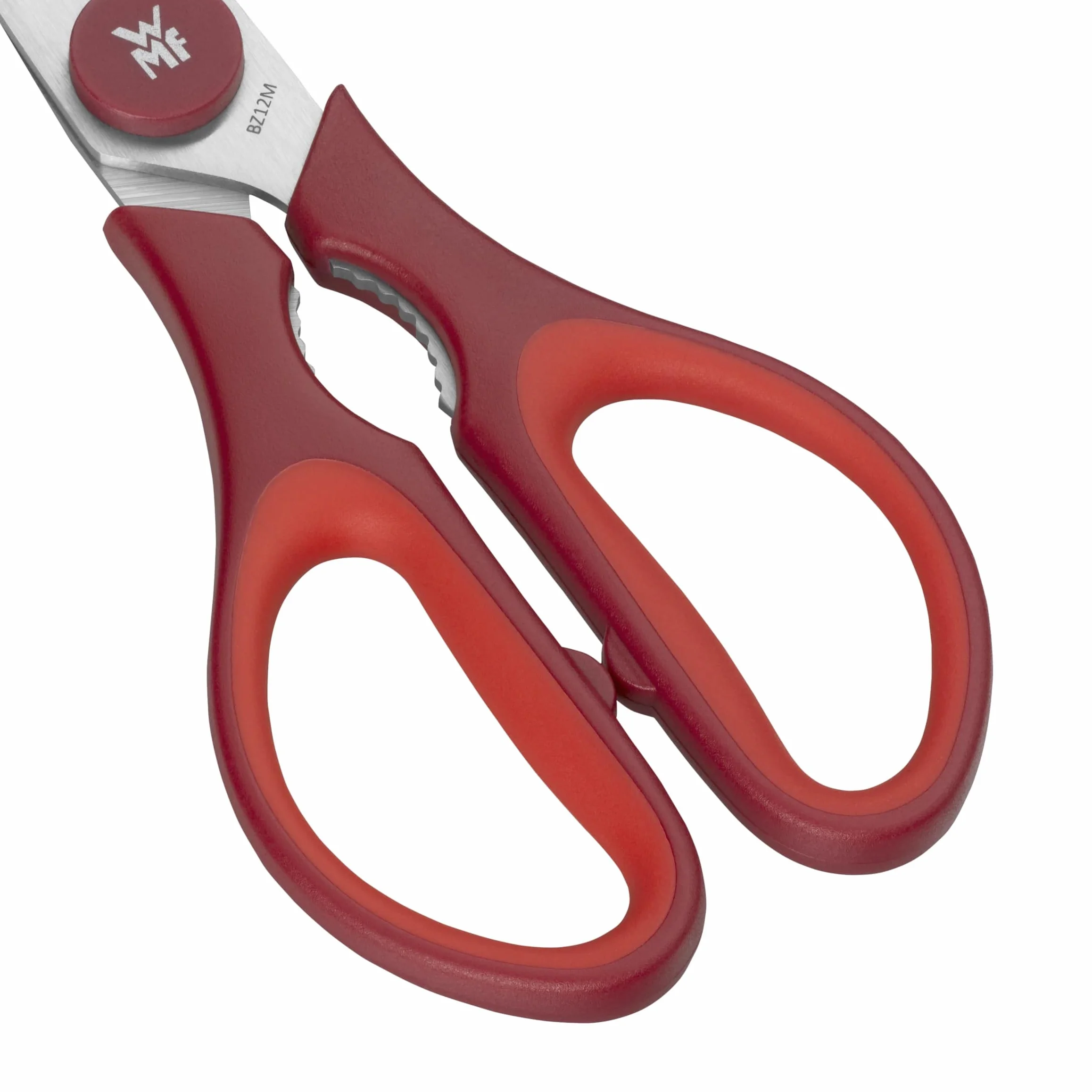 WMF Touch - Tijeras de Cocina 21 cm, Tijeras para el Hogar con Corte de Sierra y Abridor Integrado, Aptas para Diestros y Zurdos, Acero Inoxidable Cromargan, Rojo