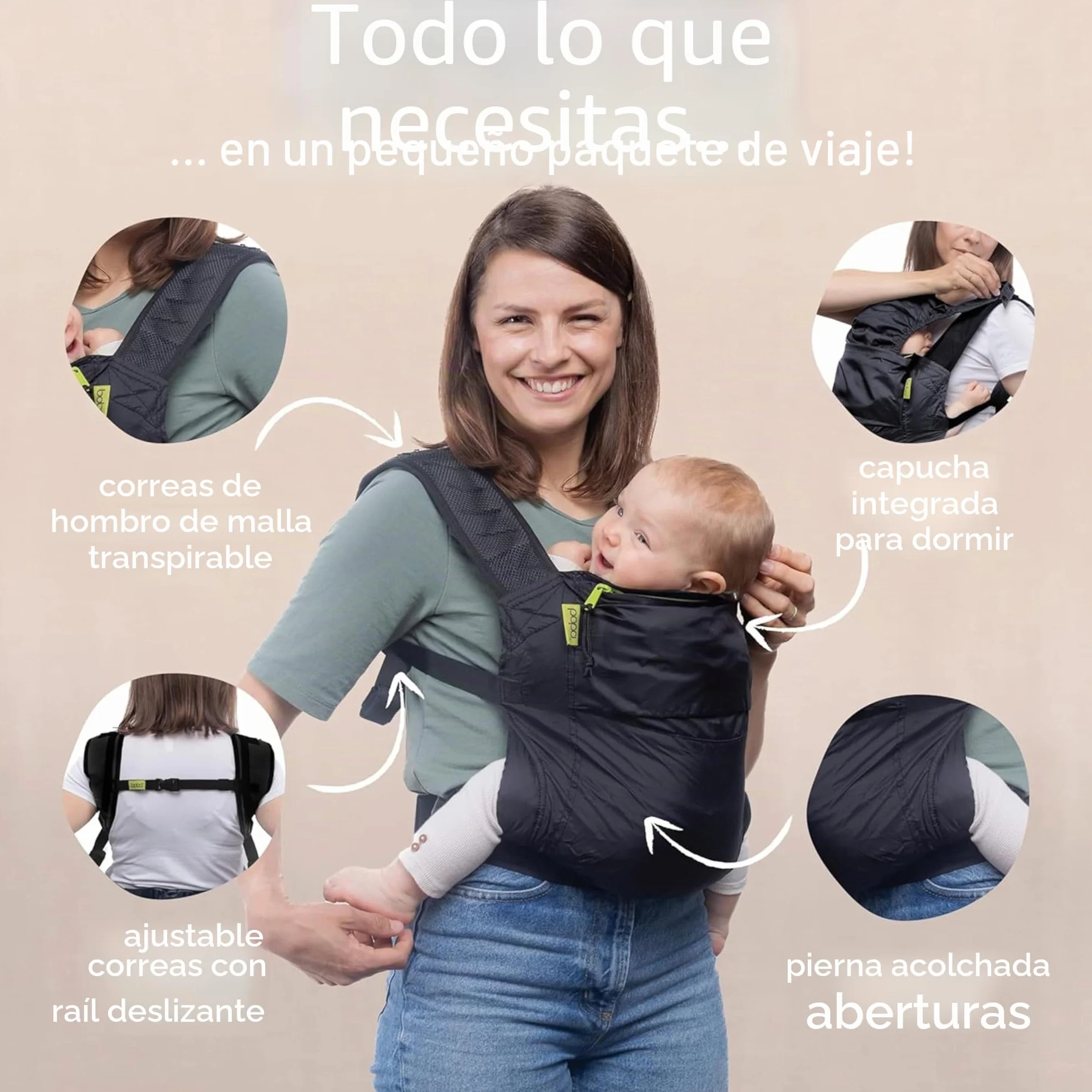 Boba Air Mochila Portabebé ultraligera Black