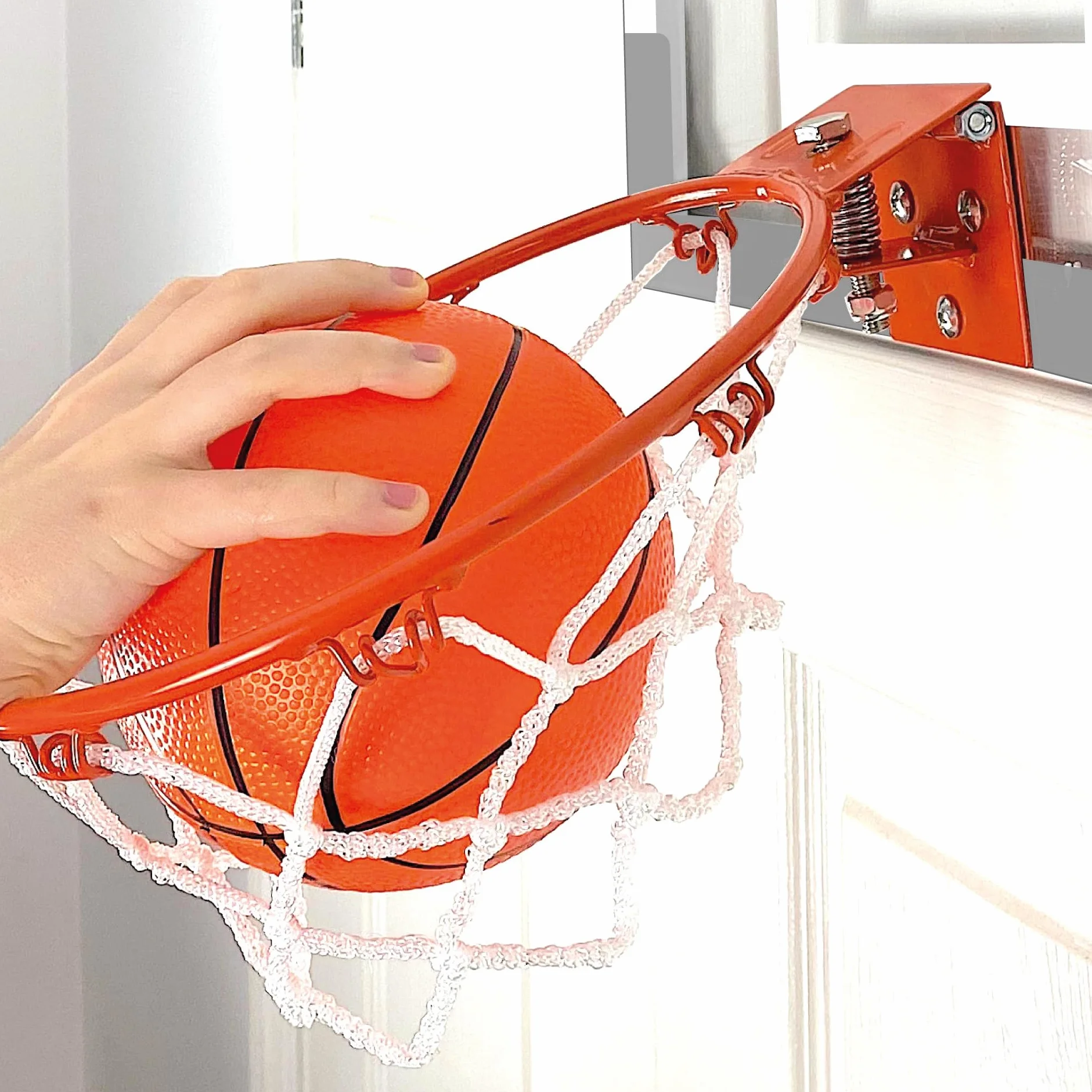 Mini Aro de Básquetbol para Puerta - Tablero Endurecido, Red y Pelotas para Mates - Canasta de Baloncesto de Interior