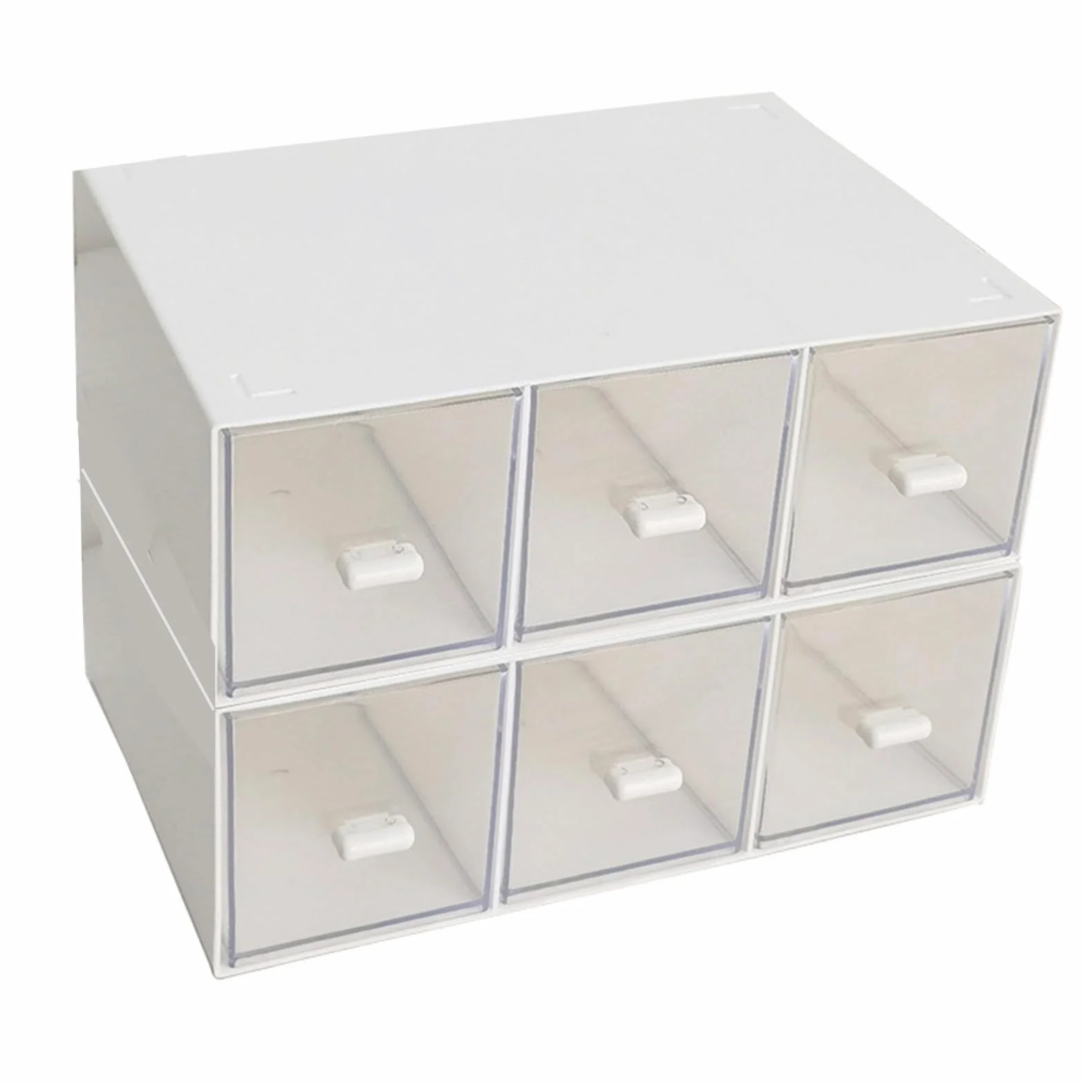 FUNSUEI 2 cajas de almacenamiento de té de plástico blanco de 23 x 16,7 x 7,8 cm, soporte para bolsas de té, cofre de té, organizador de maquillaje para café, té, paquetes de azúcar, insignia, 2