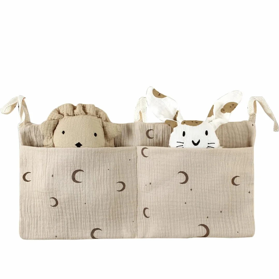 Organizador Colgante para Cama de Bebé Bolsa de Almacenamiento 2 Bolsillos para Pañales y Juguetes