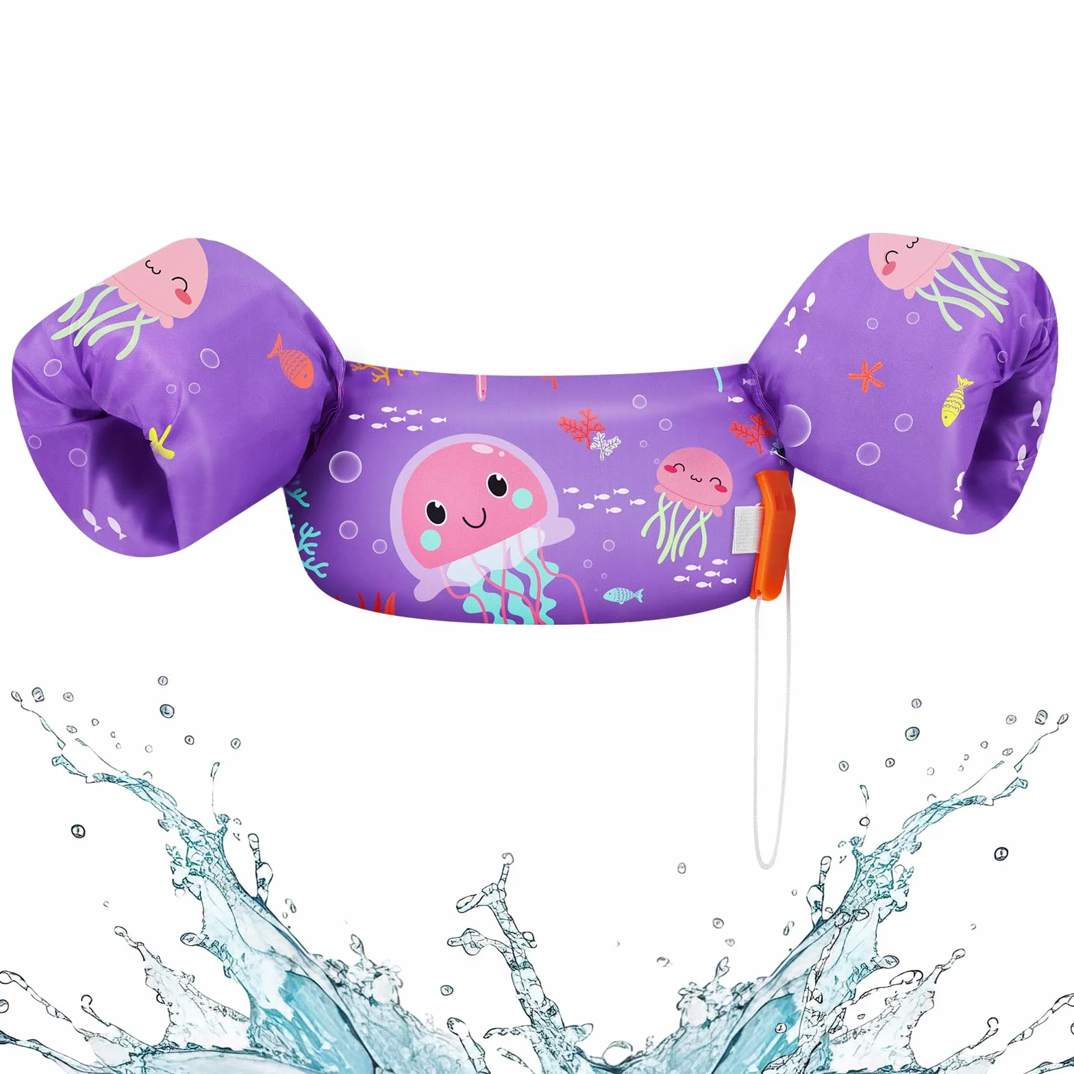 HeySplash Manguitos de Natación para Niños, Chaleco Flotante para Aprender a Nadar Piscina Flotadores con Brazaletes, Doble Hebilla de Segura Ajustable para Niños
