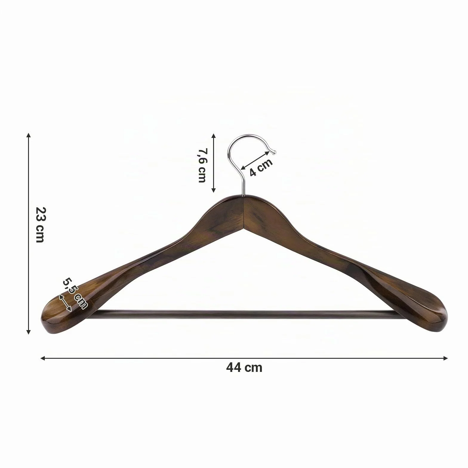 SONGMICS Perchas para trajes, perchas de madera maciza con extremos anchos, barra antideslizante para pantalones, juego de 6 para atuendos, camisas, abrigos, chaquetas, pantalones, gancho giratorio de