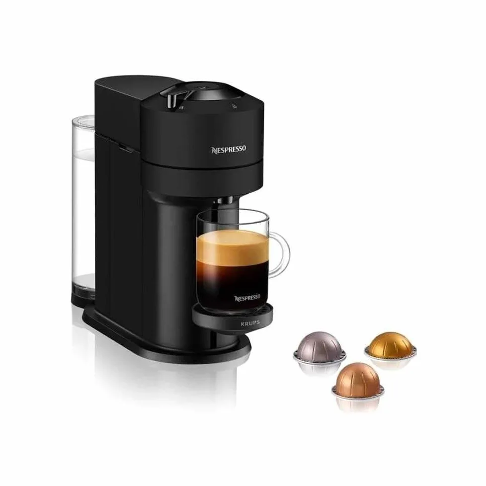 Krups Nespresso Cafetera, Cafetera de cápsulas, 5 tamaños de tazas, Café largo, Amplia selección de bebidas, Vertuo Next, Negro YY4606FD