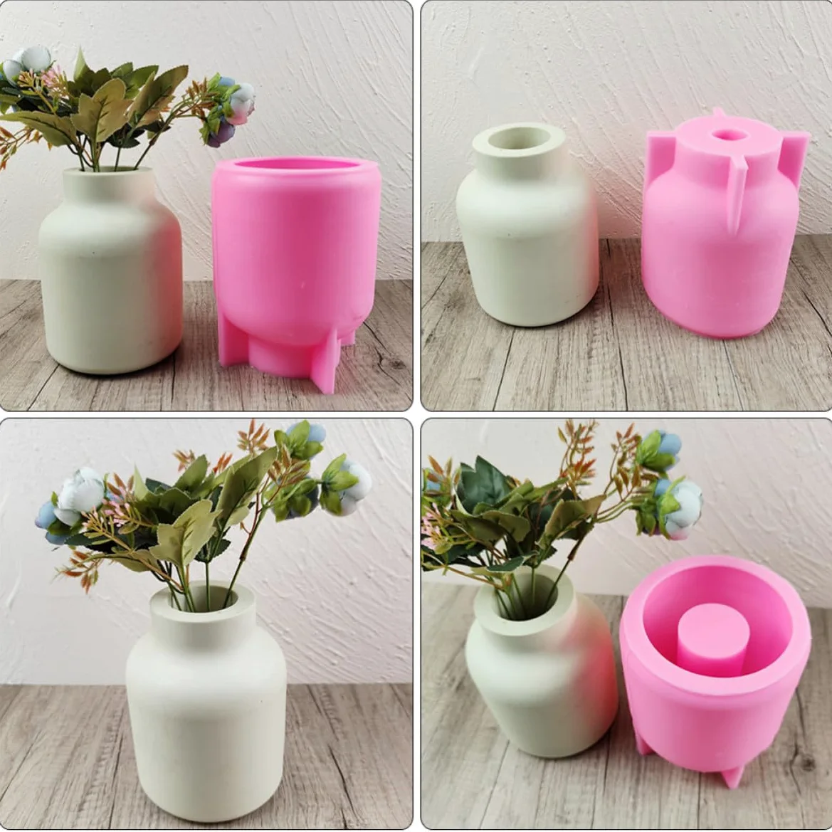 Molde de Jarrón Redondo de Silicona Rosa para DIY y Tienda | Interior Liso y Alta Transparencia, Fácil Desmoldeo, para Principiantes
