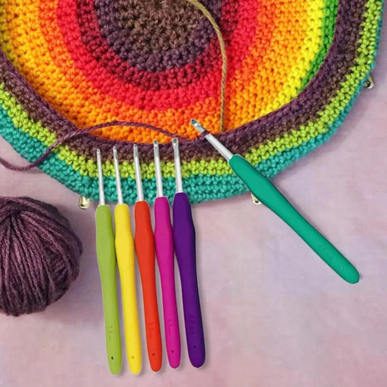 Kit Ganchillo Juego de agujas de crochet con estuche, mango ergonómico, 11 tamaños, colores surtidos(Colorful)
