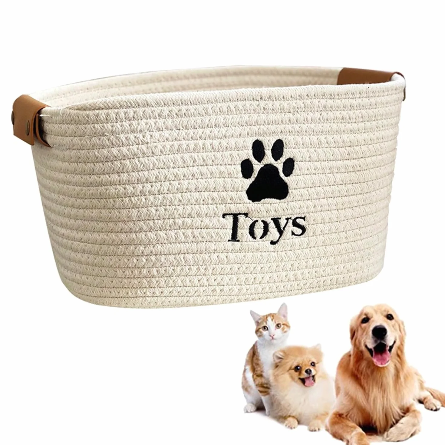 Cesta Plegable para Perro Gato Almacenamiento de Juguetes Organizador Cuerda de Algodón