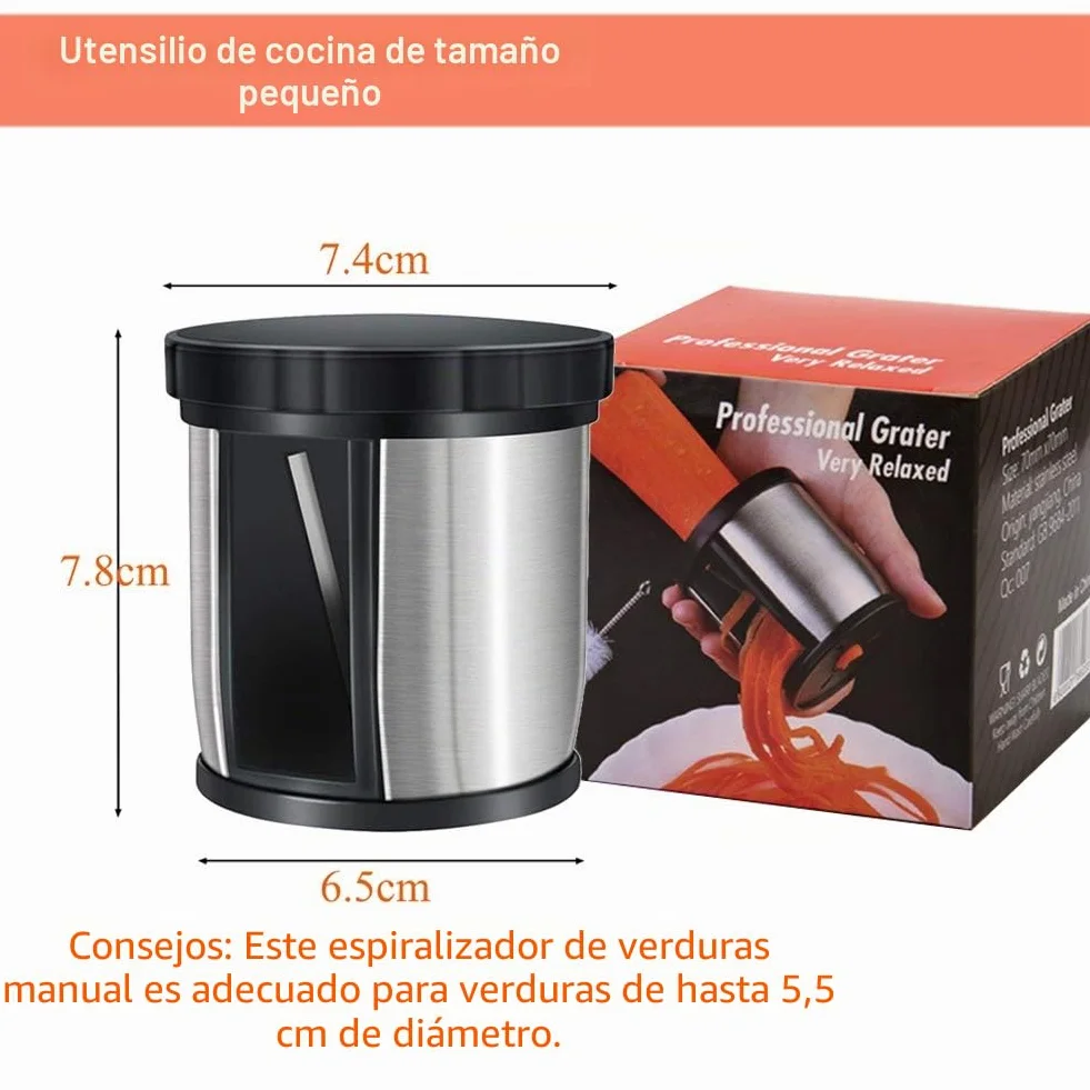 XREXS - Espiralizador de verduras - Espaguetis de verduras Spiralizer Cortador de verduras para tus frutas y verduras - Espirales, Julianas, Espaguetis, Fideos, Cintas o Fideos