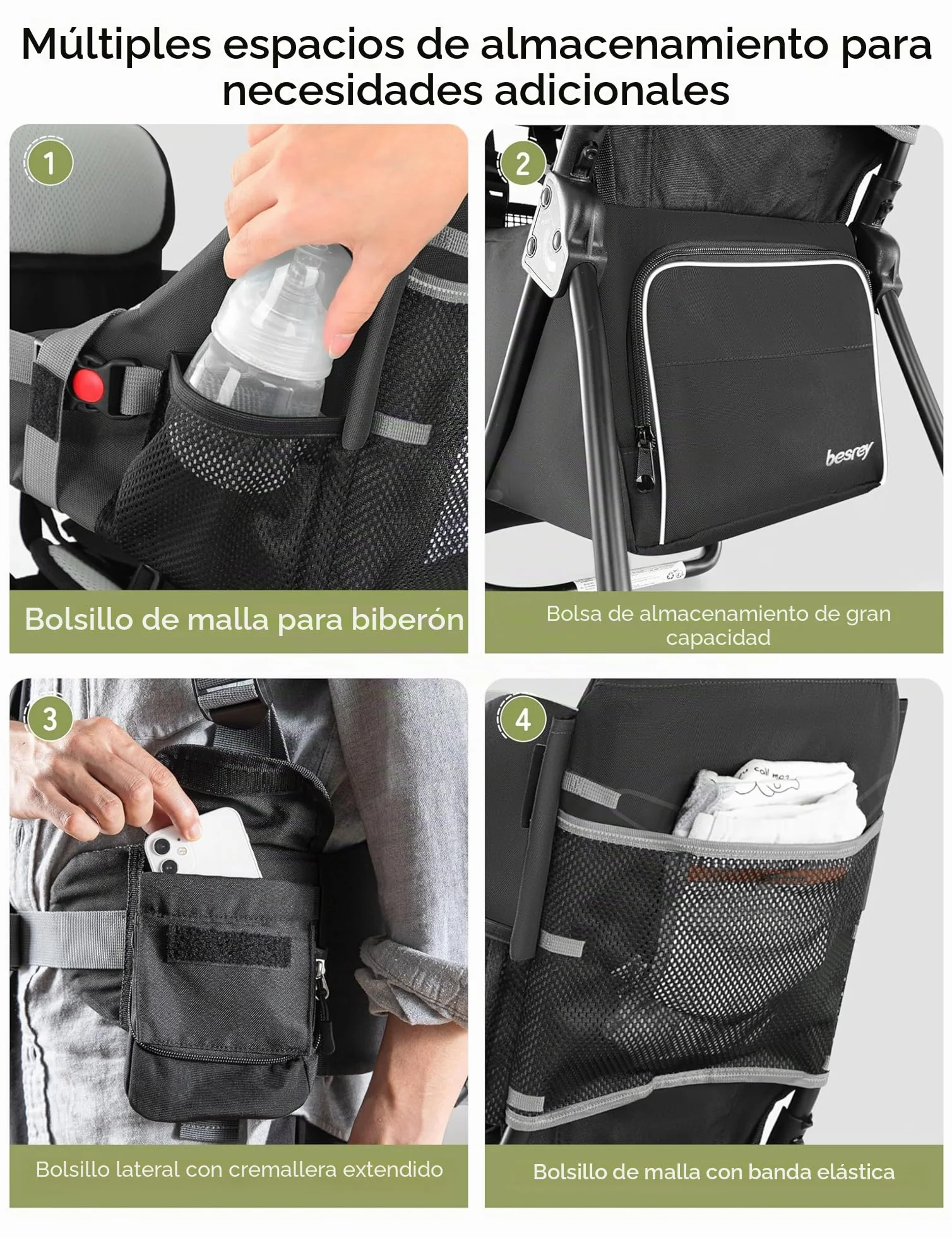 Besrey Mochilas Senderismo Portabebés Portador de Bebé Marsupio Viaje Acampada Asiento Negro