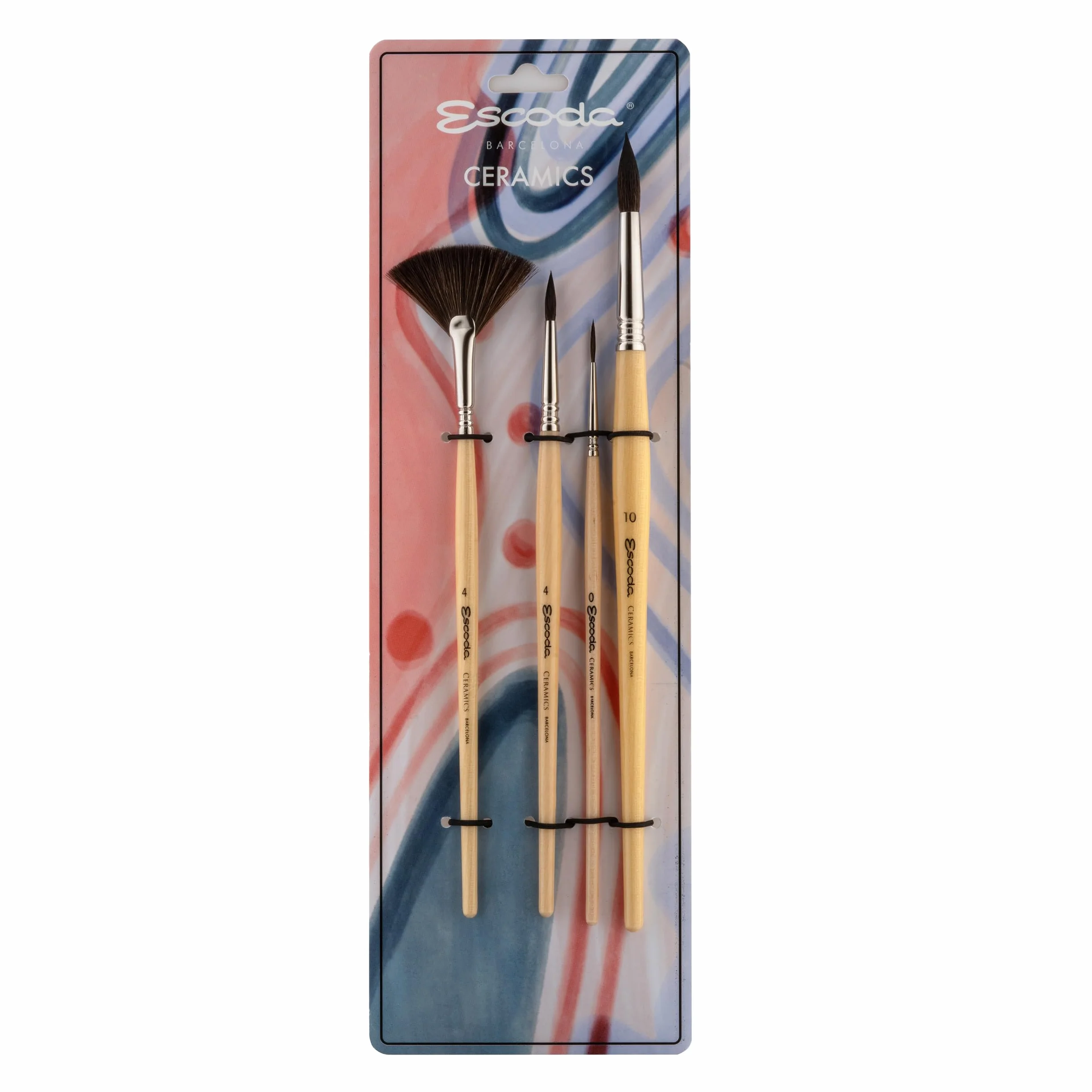 Escoda Juego de pinceles de artista para pintura de cerámica y porcelana, juego de 4 piezas