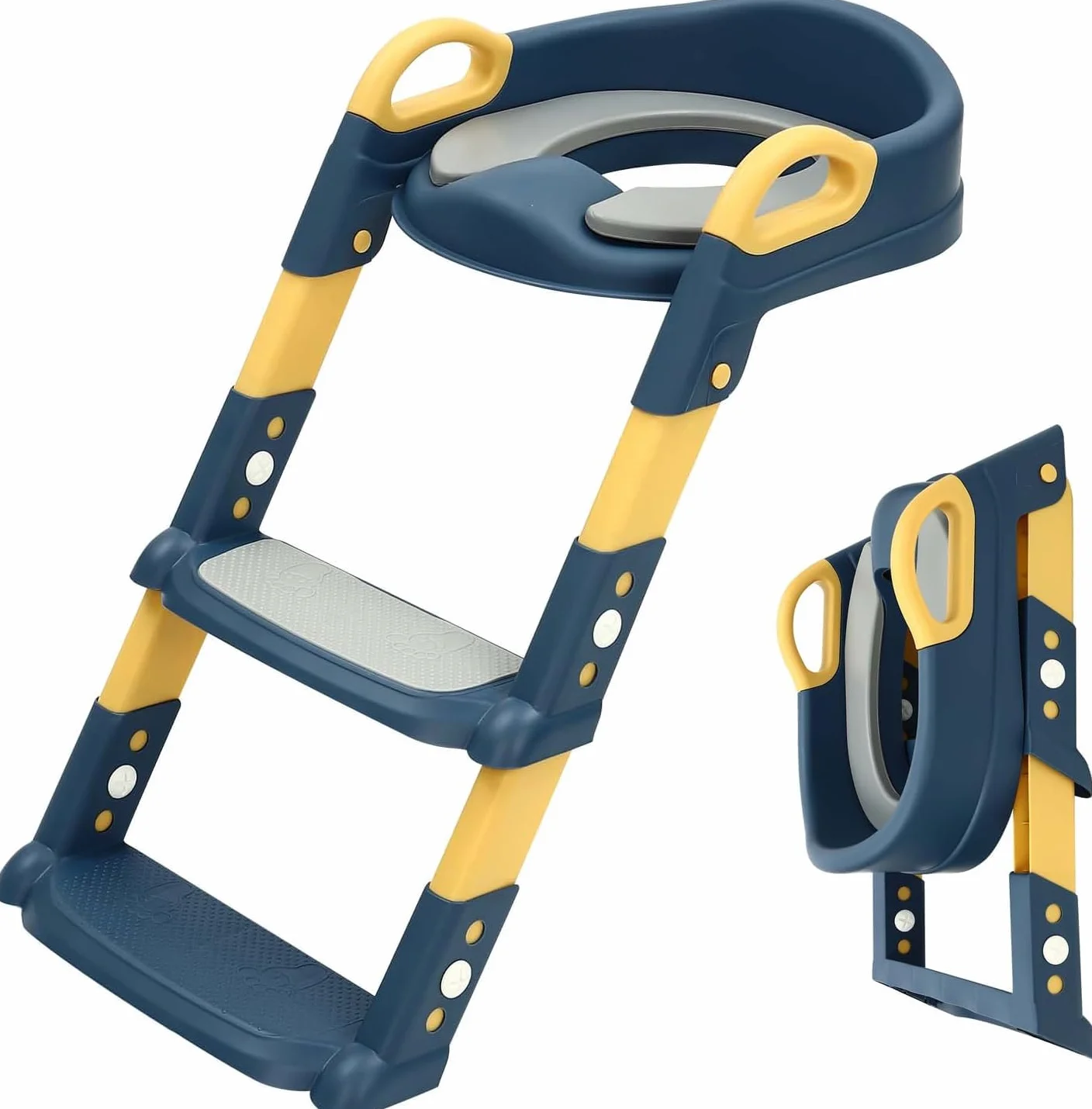 Escalera de inodoro para niños 2 en 1 entrenador con asiento ajustable 34 × 34 × 44 cm cojín de poliuretano