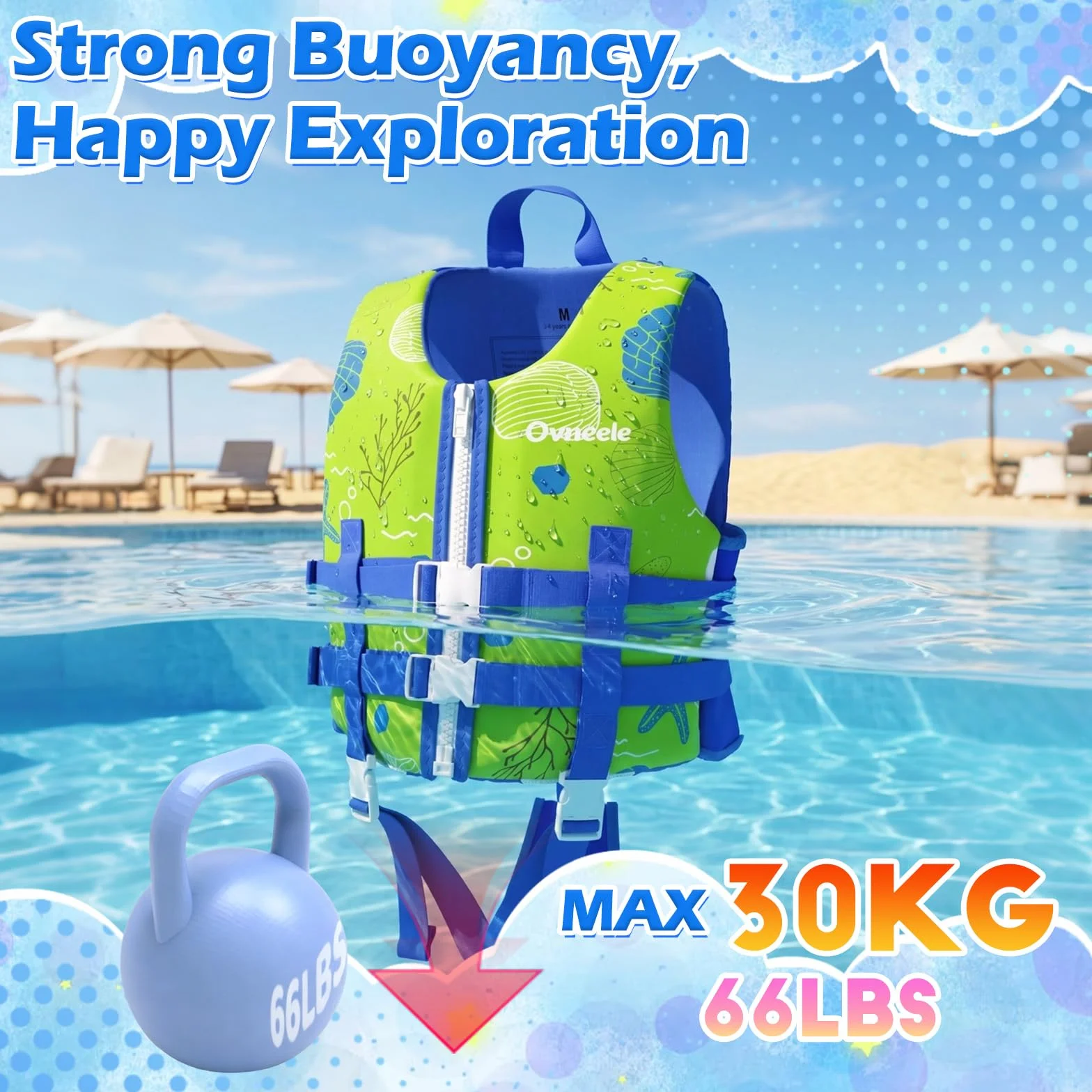 Chaleco de Natación para Niños, Chaleco Flotador de Neopreno con Correa de Seguridad Ajustable, Ayuda de Flotación de Secado Rápido de Flotabilidad Fuerte para Aprender a Nadar para 2-9 Años/15-35Kg