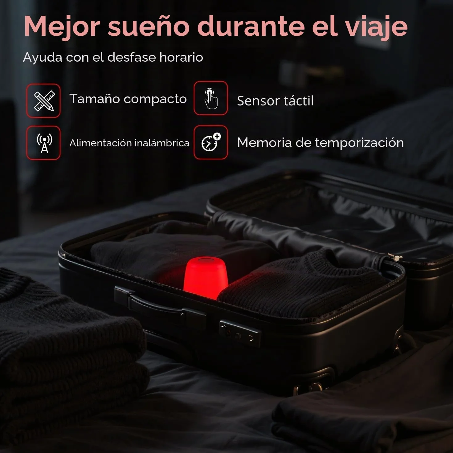 Lámpara de terapia de luz roja 670 nm banda estrecha para dormir mejor adultos tamaño compacto