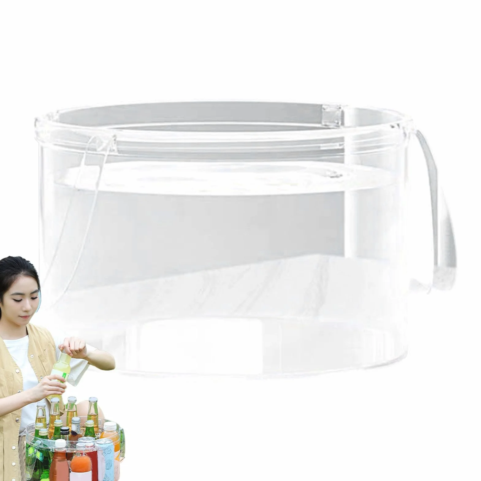 Cubeta de Agua Bañera Plegable Transparente con Asas para Ropa Baño Jardín