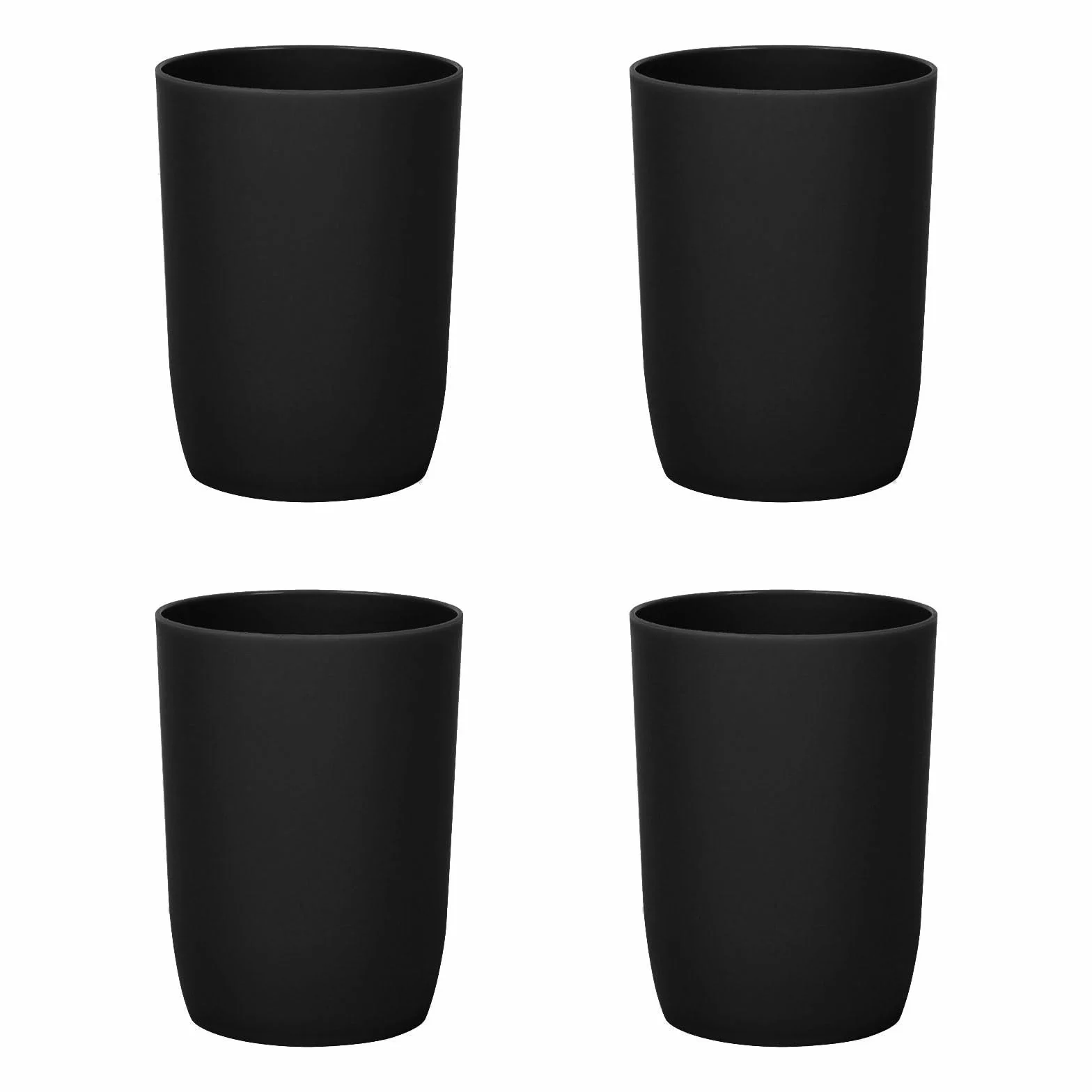 Topsky Set de 4 vasos para cepillos de dientes, Vasos de plástico, Para adultos, adolescentes y niños (280 ml, negro)