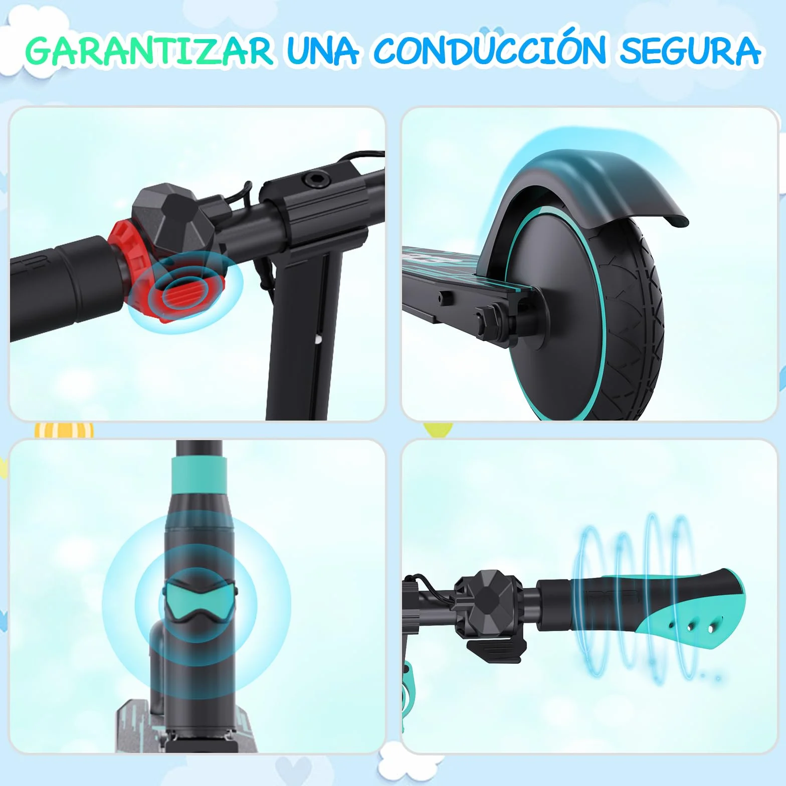 Patinete Eléctrico Plegable para Niños 8-12-16 Años 16 KM 20 KM/H RCB TECH