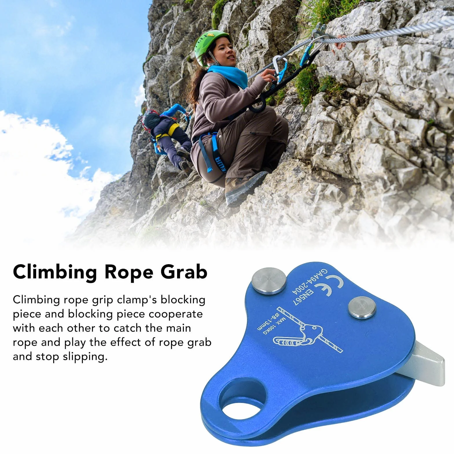 Agarre de Cuerda de Escalada Ascensor de Bloqueo Automático Aleación de Aluminio 8-13 Mm