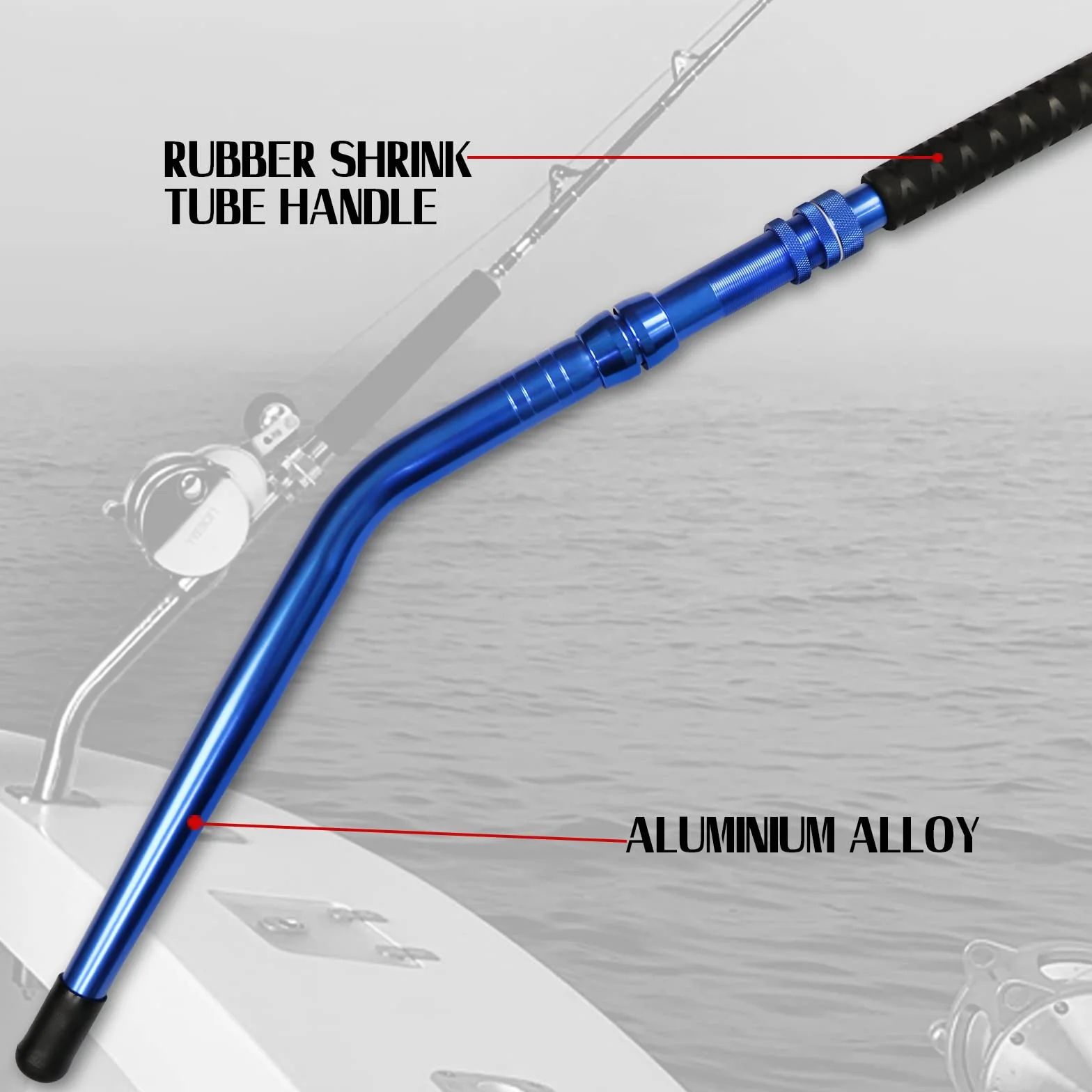 Fiblink Caña de Pescar 2 Piezas Agua Salada Convencional Barco Guías Rodillo 30-50 lbs 5'6"