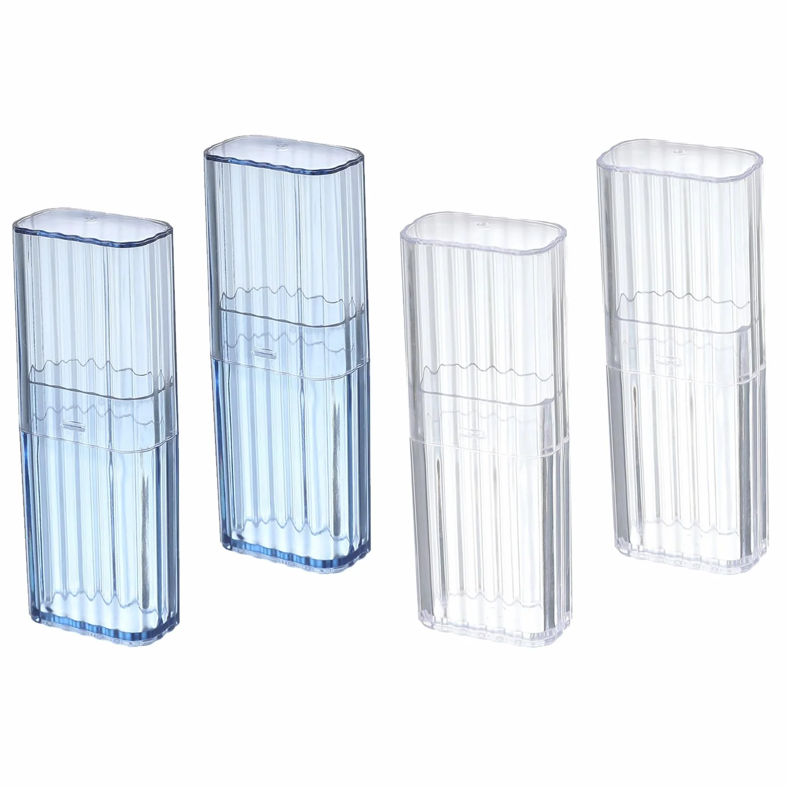 Vauki Contenedor de bastoncillos de algodón, 4 unidades, caja de almacenamiento portátil para bastoncillos de algodón y palillos de dientes, pequeño soporte para hisopos de algodón transparente para