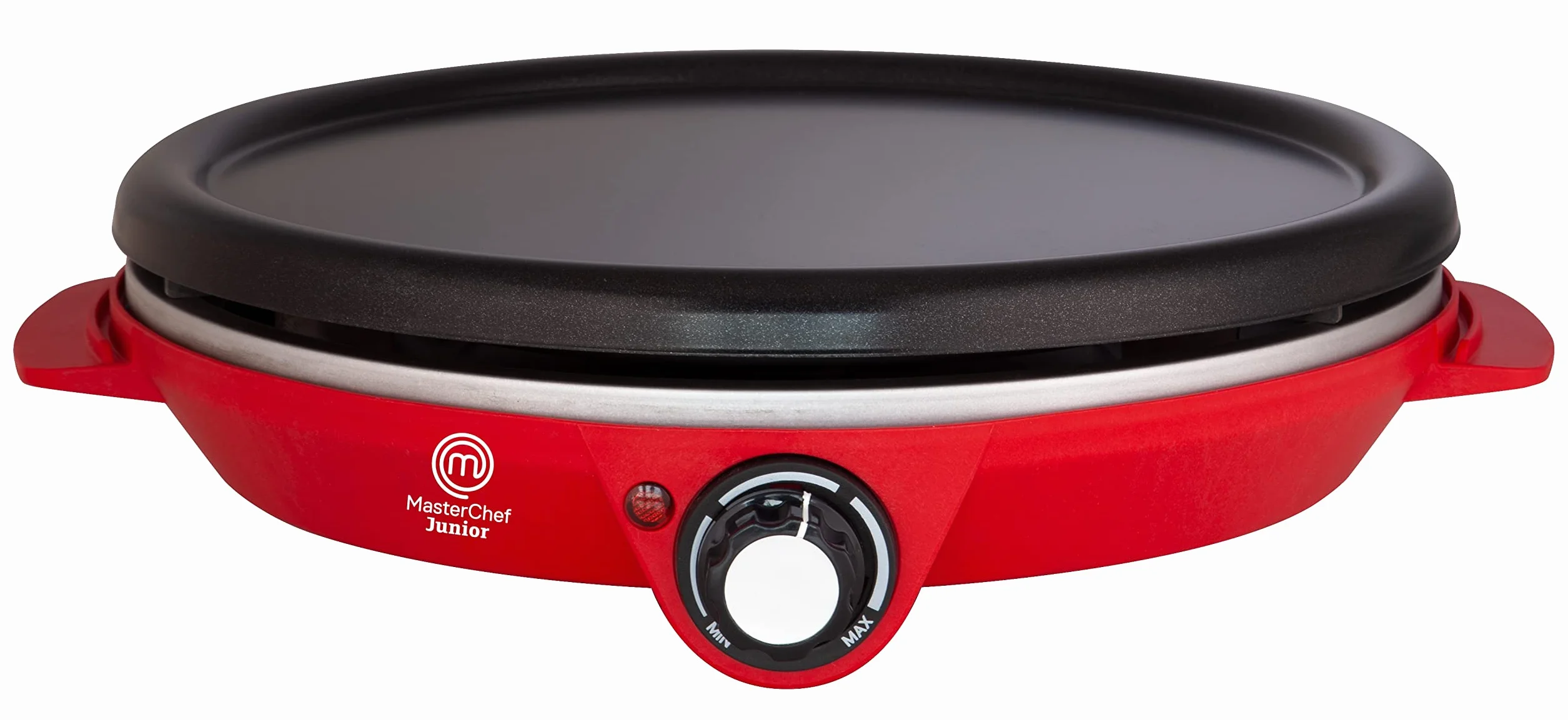 Masterchef Junior - Crepera Eléctrica Easy Party - 2 Placas Intercambiables para Crêpes y Mini Crepes - Potencia de 1000W - Revestimiento Antiadherente - Incluye Rodillo Esparcidor en Forma de T