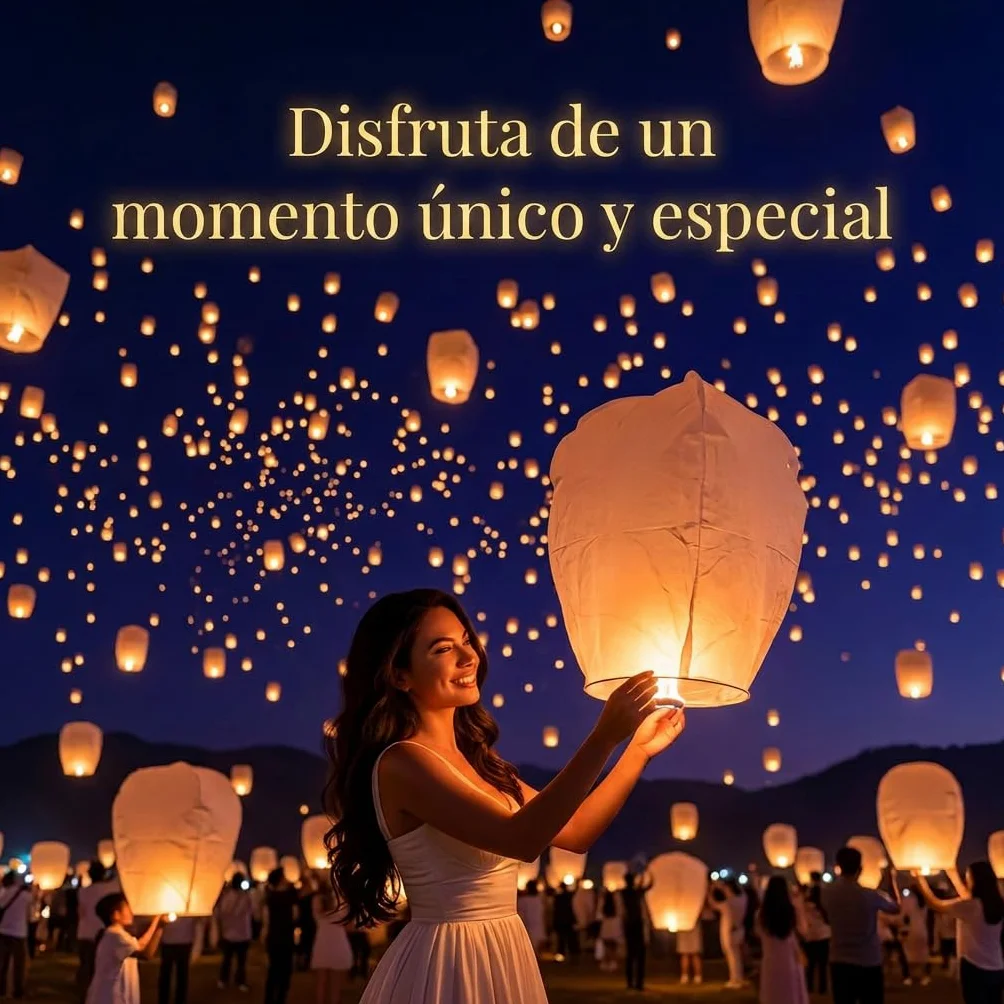 Ediesi, Farolillos Voladores de Papel, 10 Unidades, 100% Biodegradables, Velas Voladoras, Farol Volador, Sky Lanterns, con Rotulador para Escribir Deseos
