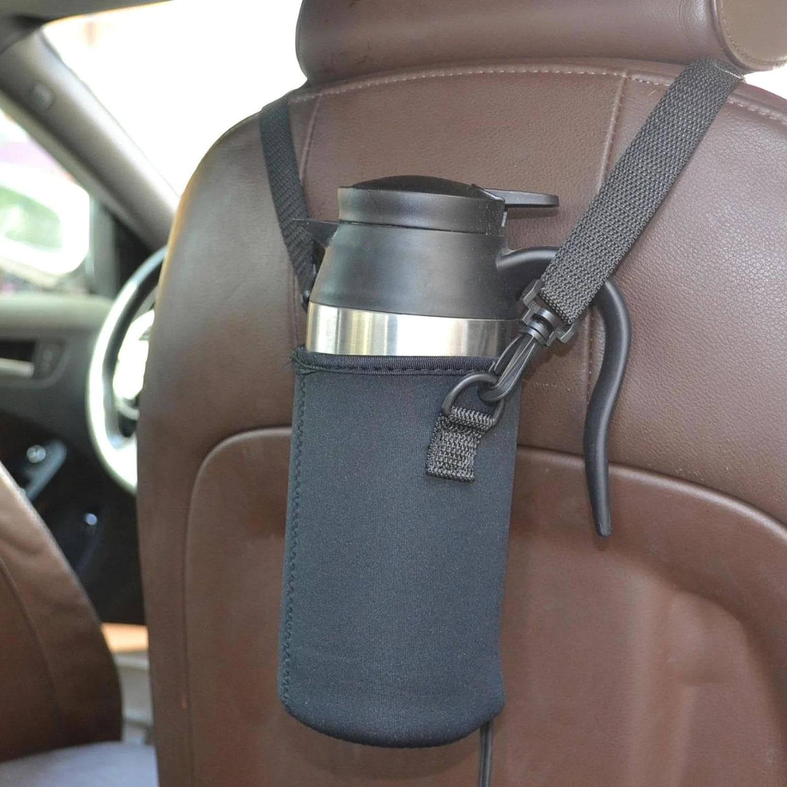 Hervidor de Coche Taza Termo Eléctrica Calefacción Portátil Calentador de Leche Café Agua Acero Inoxidable Aislamiento Vacío Adecuado para Carretera C, 24V, Individual