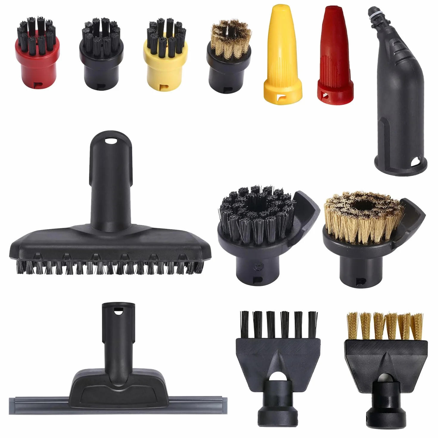 13 Limpieza a Vapor Accesorios, Compatible Con Karcher SC1 SC2 SC3 SC4 SC5，Contiene Juego De Cepillos Redondos Boquilla Ventana Escobilla De Goma Cepillos Conjuntos Repuestos