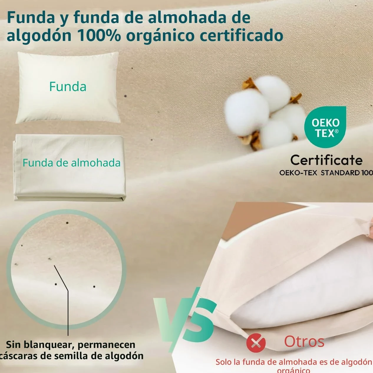LOFE Almohada orgánica de Trigo sarraceno para Dormir, 14 x 20 Pulgadas, Loft Ajustable, Transpirable para un sueño Fresco, Apoyo Cervical para Personas Que Duermen Boca Arriba y de Lado (cáscaras de