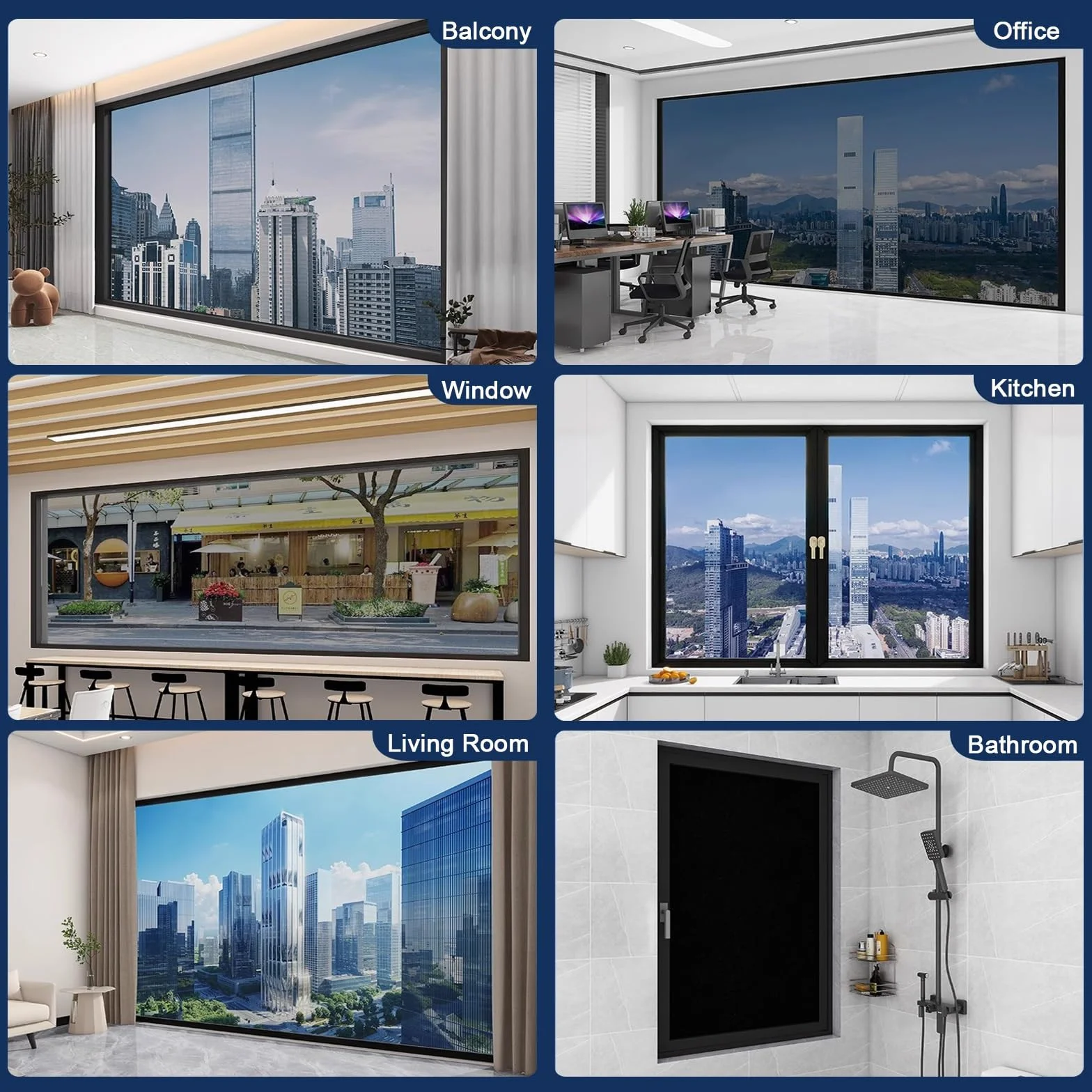 Vinilos para Ventanas 60 x 480 cm Cristal Unidireccional Protector de Privacidad Anti 99% UV y Anti 92% IR Película Opaca para Cristal para Hogar Oficina, Plata