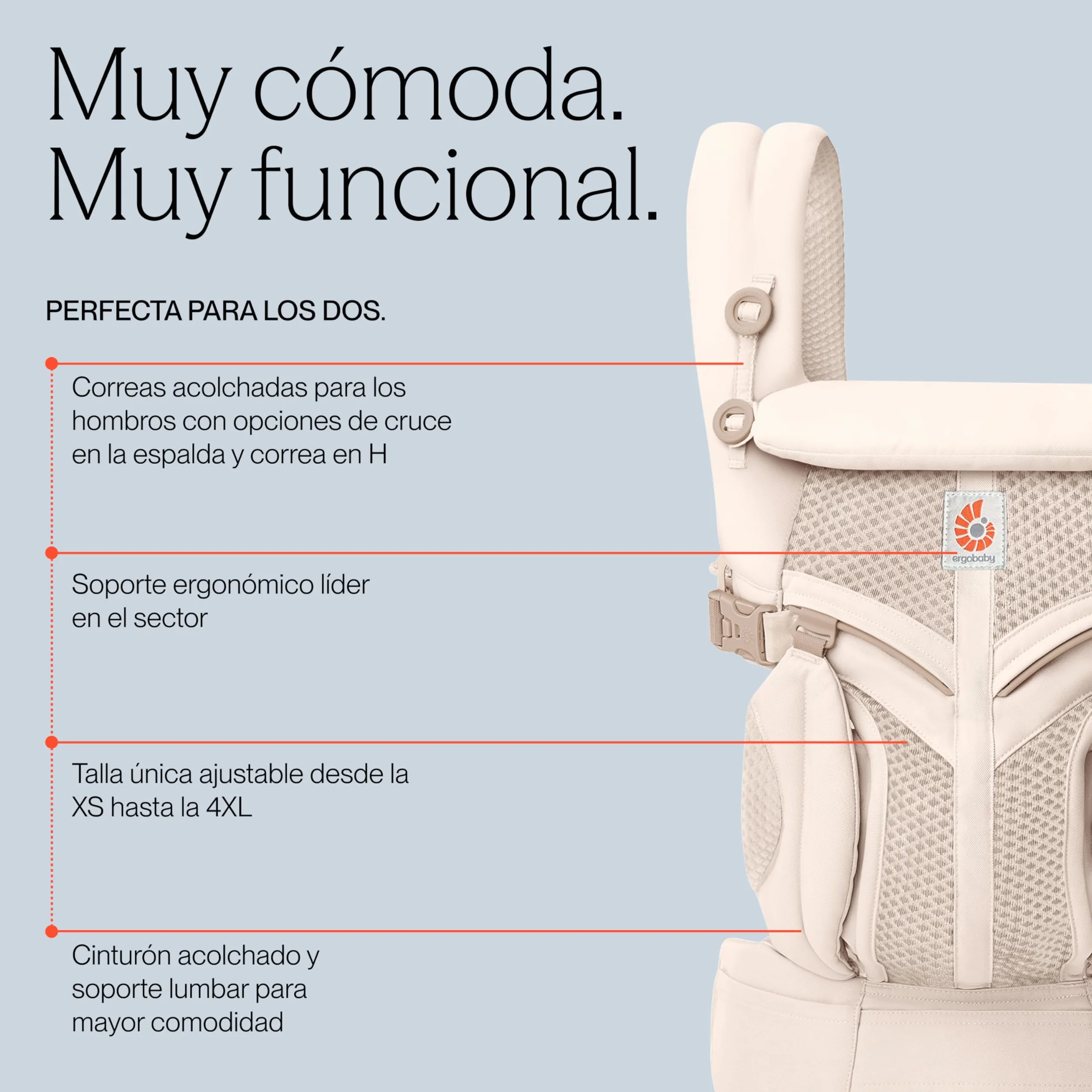 Ergobaby Omni 360 Cool Air Mesh Portabebés Ergonómico 4 Posiciones Gris Perla