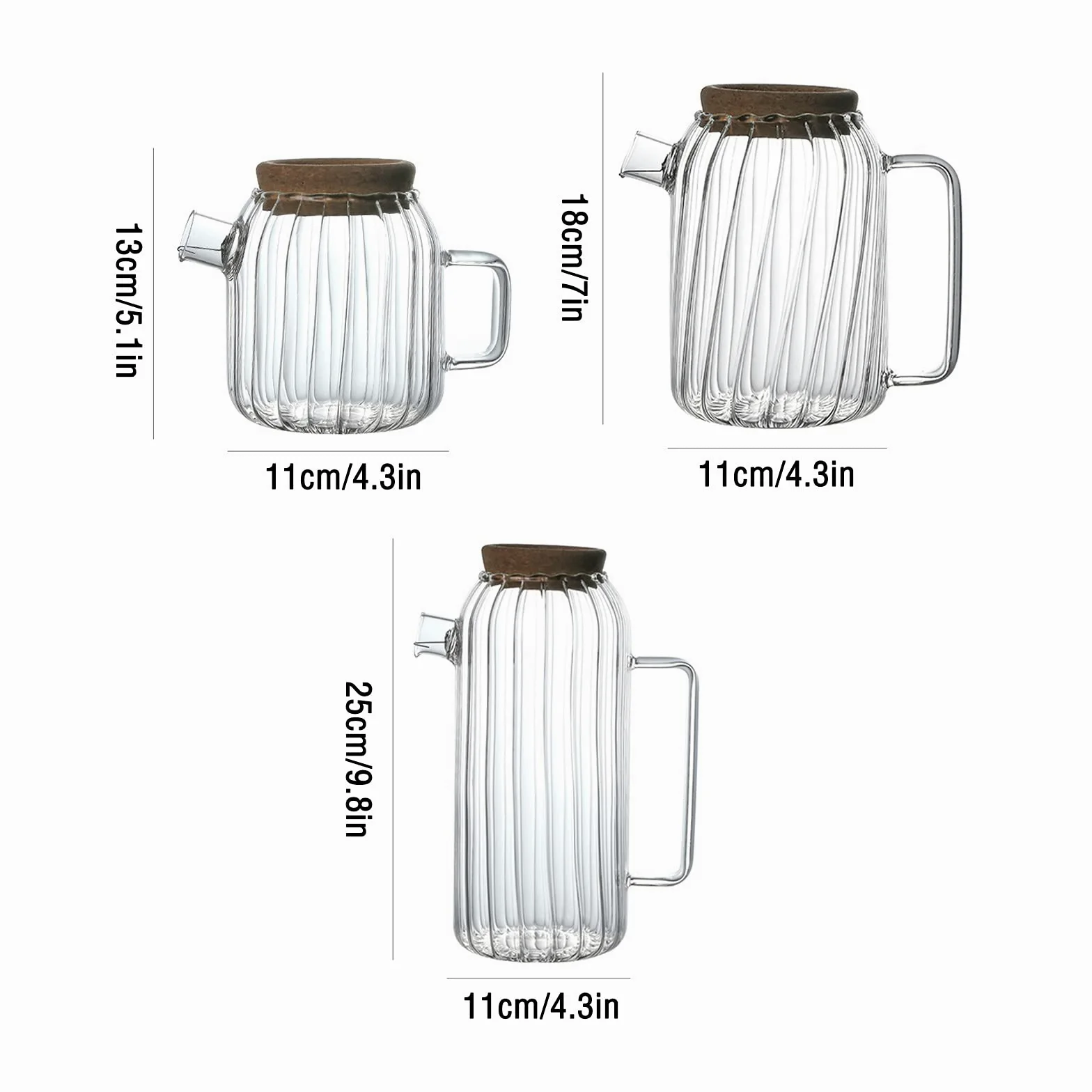 Jarra Agua Fria Jarra de vidrio de borosilicato con gorra de corcho Hogar de cristal resistente al calor Jarrafa con mango eléctrico estufa de cerámica calentamiento tetera Jarra Agua Detox Frutas
