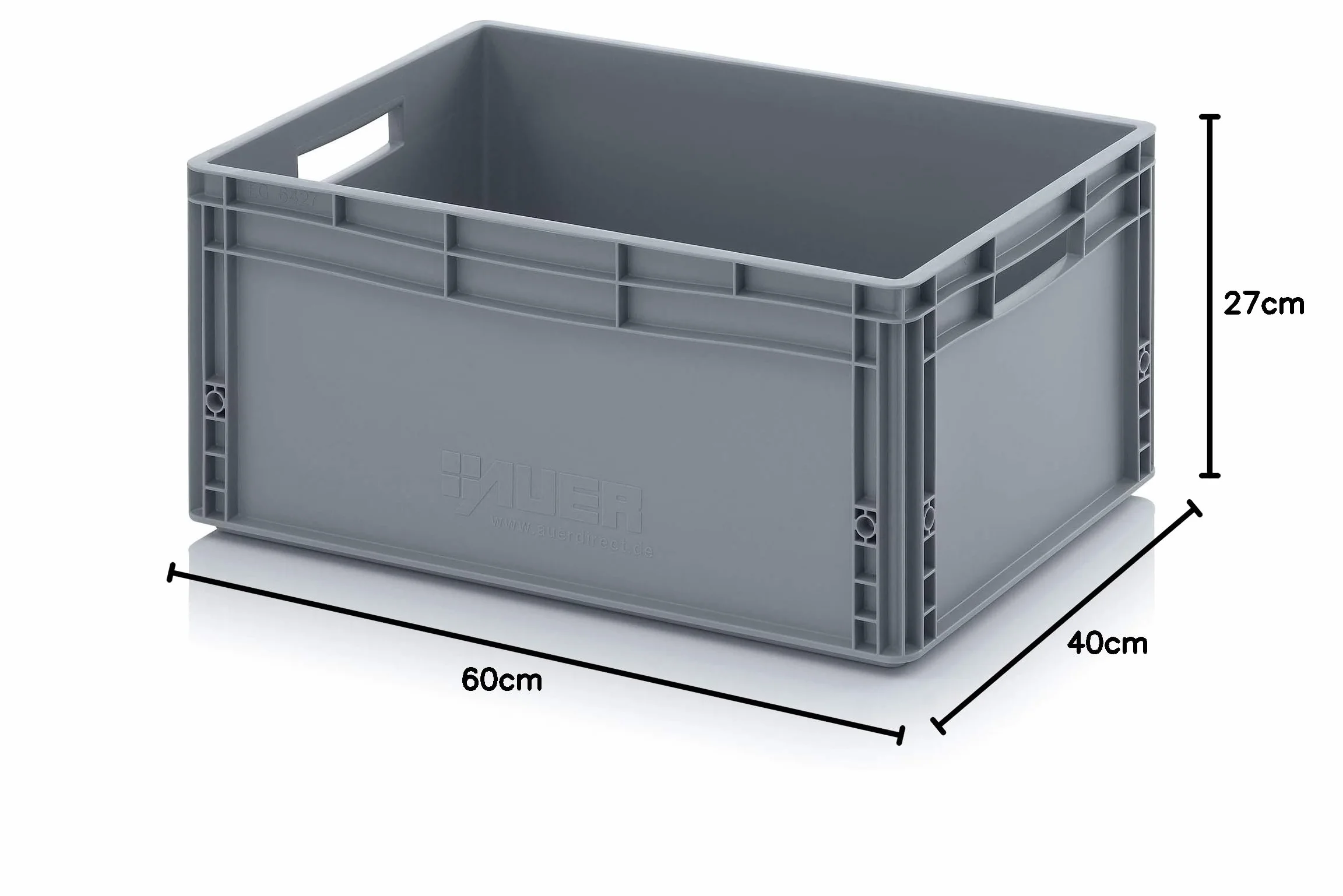 Auer Packaging Eurobox - Caja de almacenaje (60 x 40 x 27 cm, apilable, 60 x 40 x 27 cm), color gris