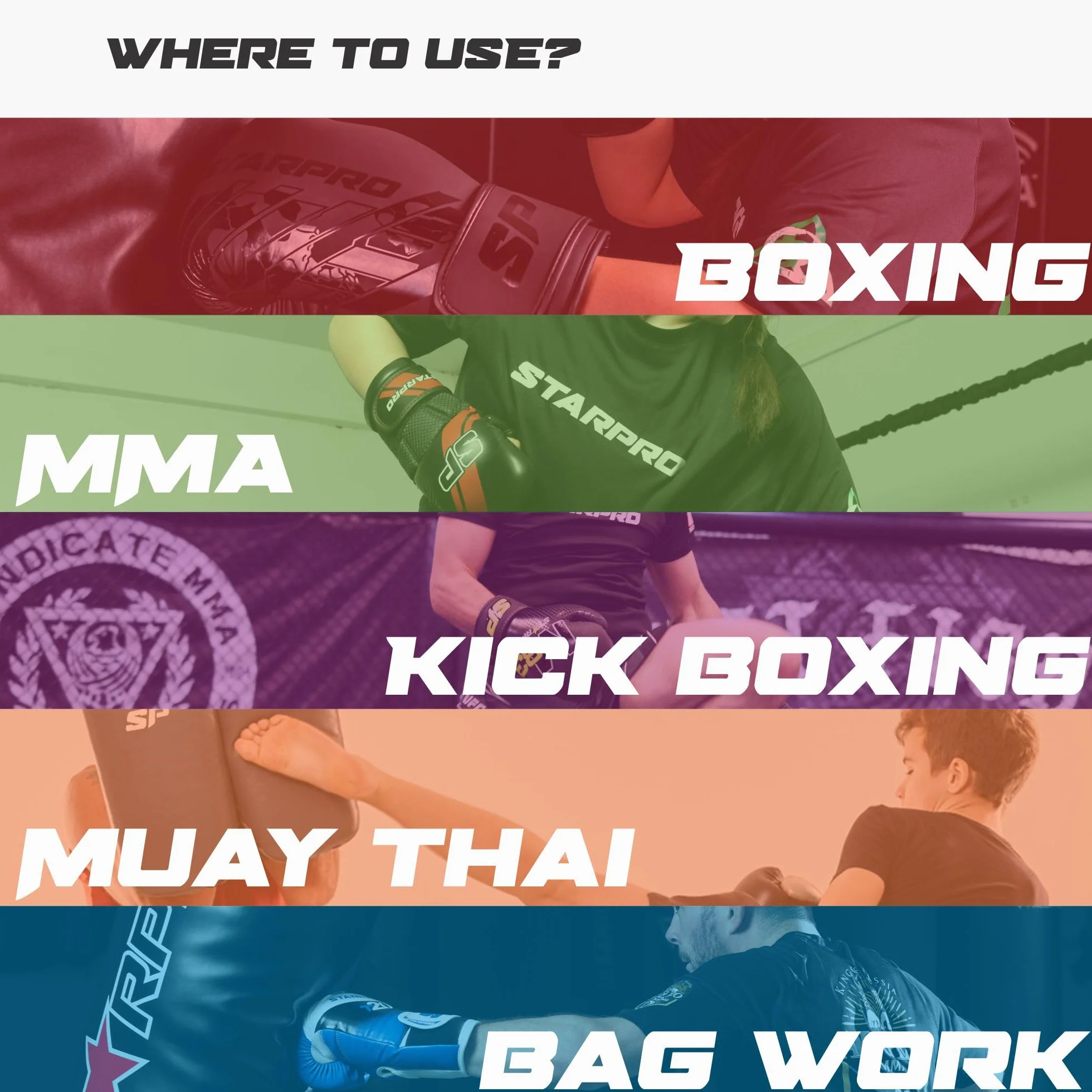 Starpro Guantes MMA de Cuero PU para Sparring y Agarre Entrenamiento Combate Muay Thai Kickboxing Negro