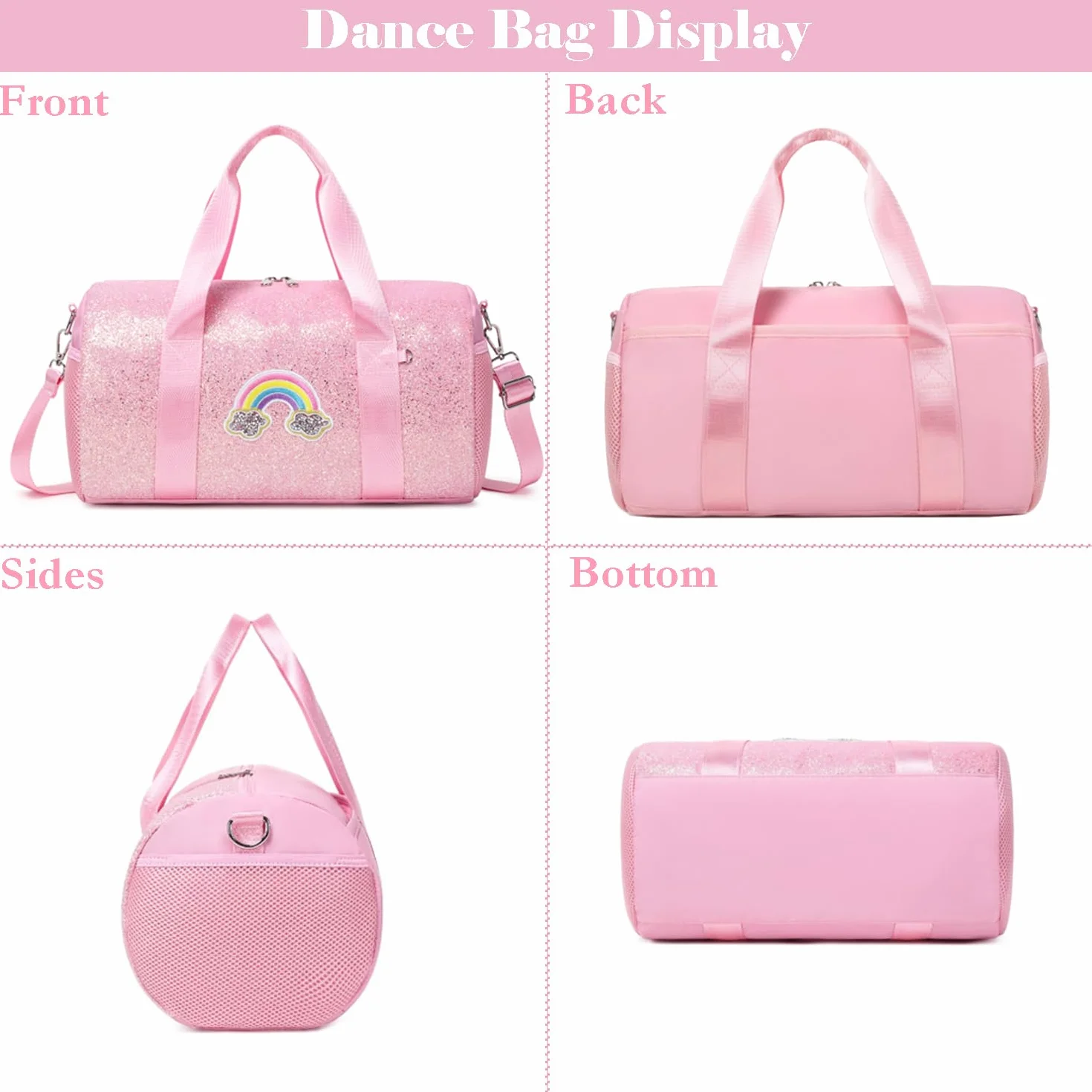 Purpurina Bolsa de Deporte Infantil Pequeña Bolsa de Viaje Bolsa de Hombro Escolar para Niñas