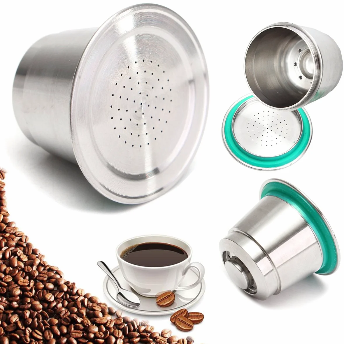 RanDal Copa Cápsula De Café De Molienda Fina De Acero Inoxidable Reutilizable Recargable Para Nespresso