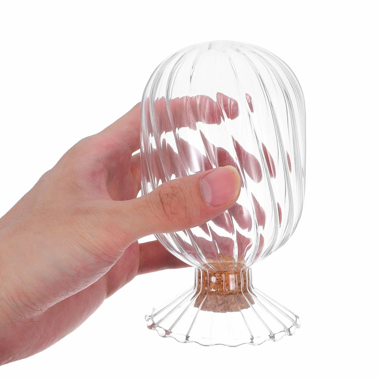 Tarro de Vidrio para Almacenar Cerillas Diseño en Espiral, Resistente Humedad y Fácil de Limpiar, Adecuado para Chimenea o Cocina Decorativa