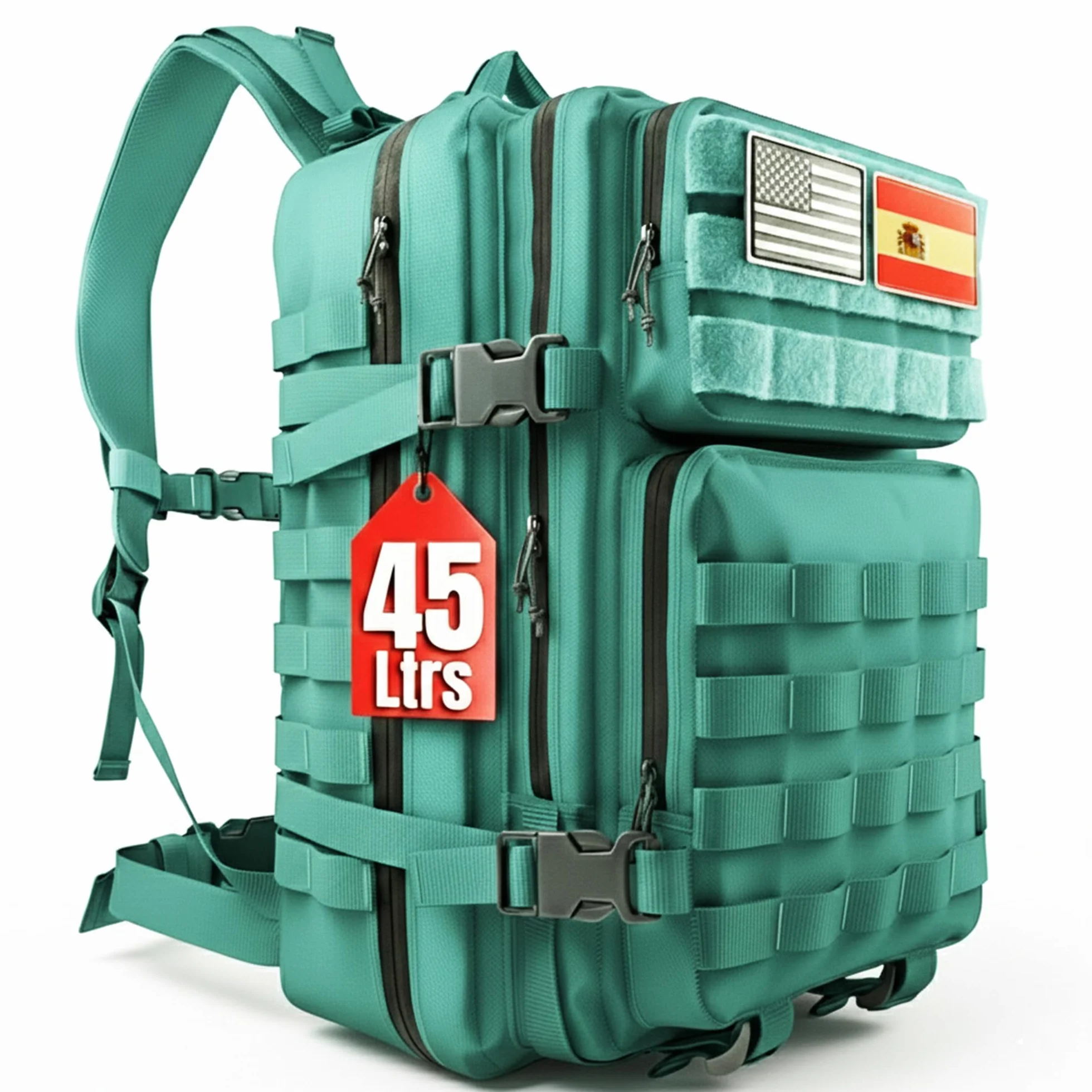 Mochila Crossfit Hombre 45L Táctica Militar Impermeable MOLLE MINT BLUE