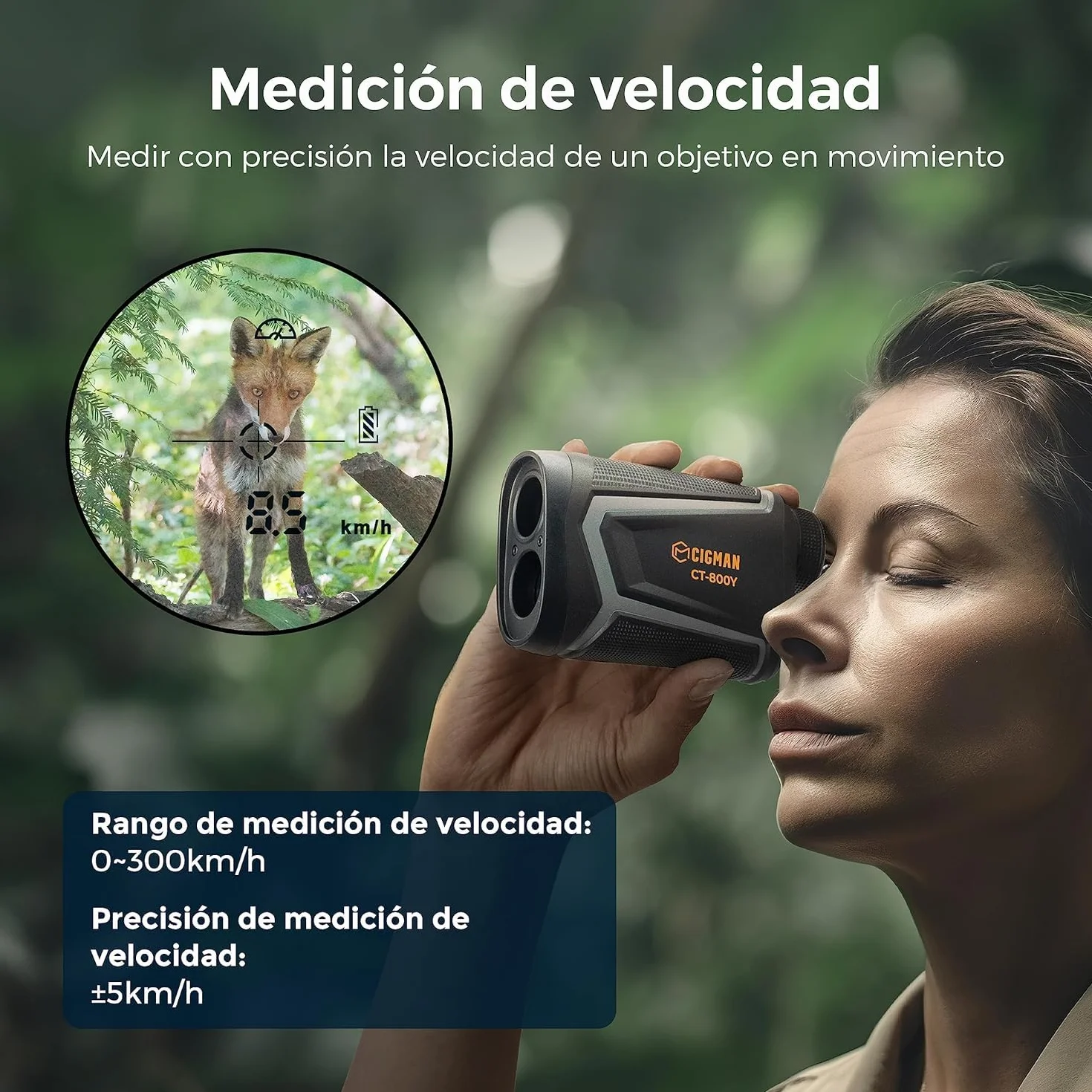 CIGMAN Telémetro Golf 800-1200 Yardas Láser Caza Pendiente Recargable USB Aumento Vibración Bloqueo Asta Bandera