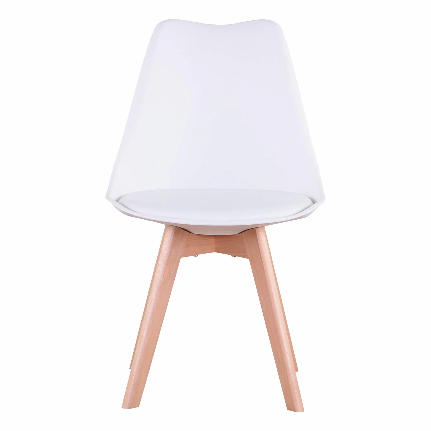 Juego de 6 Sillas de Comedor con Asiento Tapizado y Patas de Madera de Haya, Ideal para Comedor, Cocina, Salón, Dormitorio, Blanco