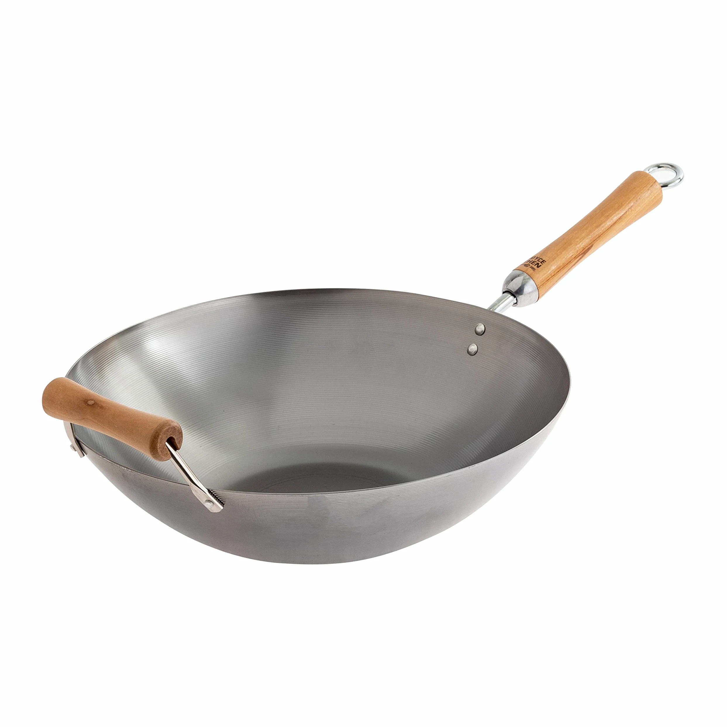 JOYCE CHEN Classic Series Wok de acero al carbono de 14 pulgadas con asas de abedul
