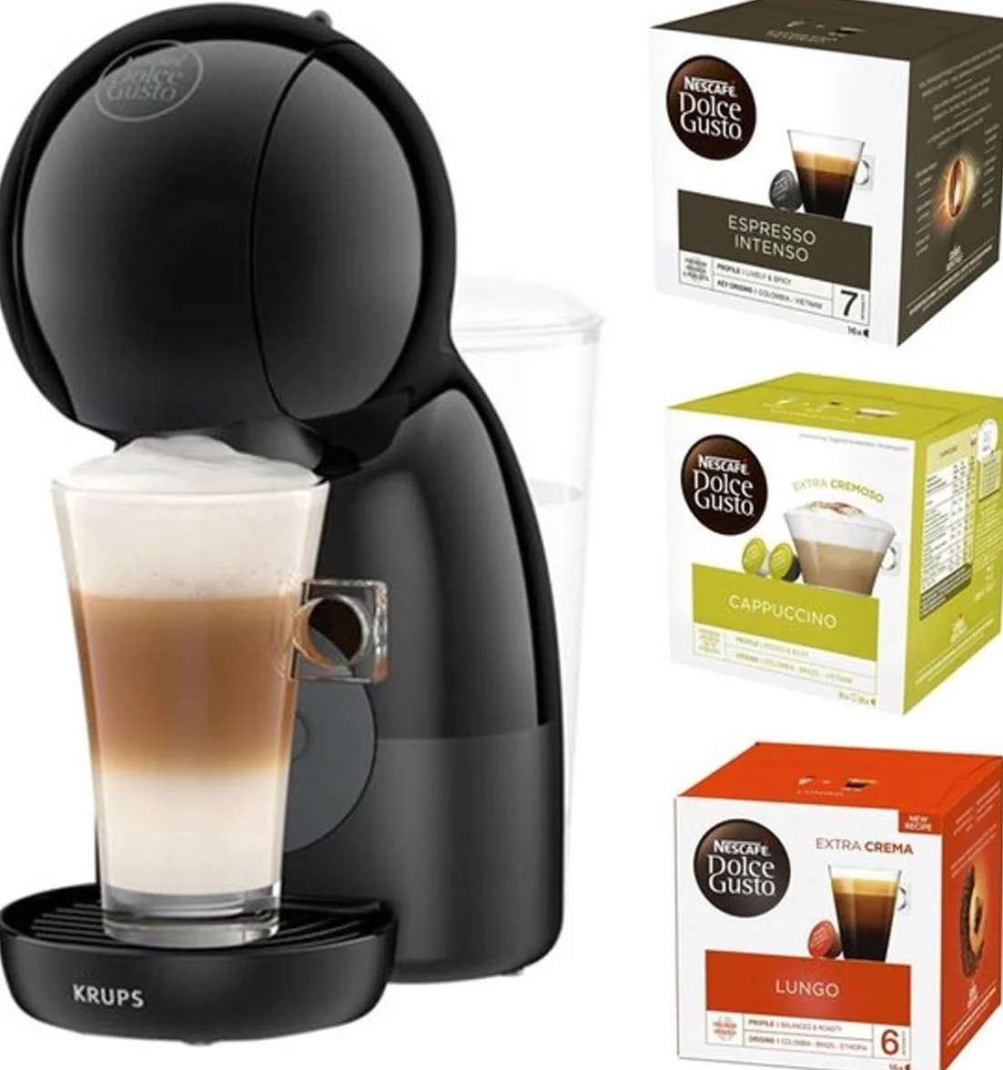 KRUPS NESCAFÉ Dolce Gusto Piccolo XS KP1A35 - Incluye paquete de prueba para 48 tazas - Negro