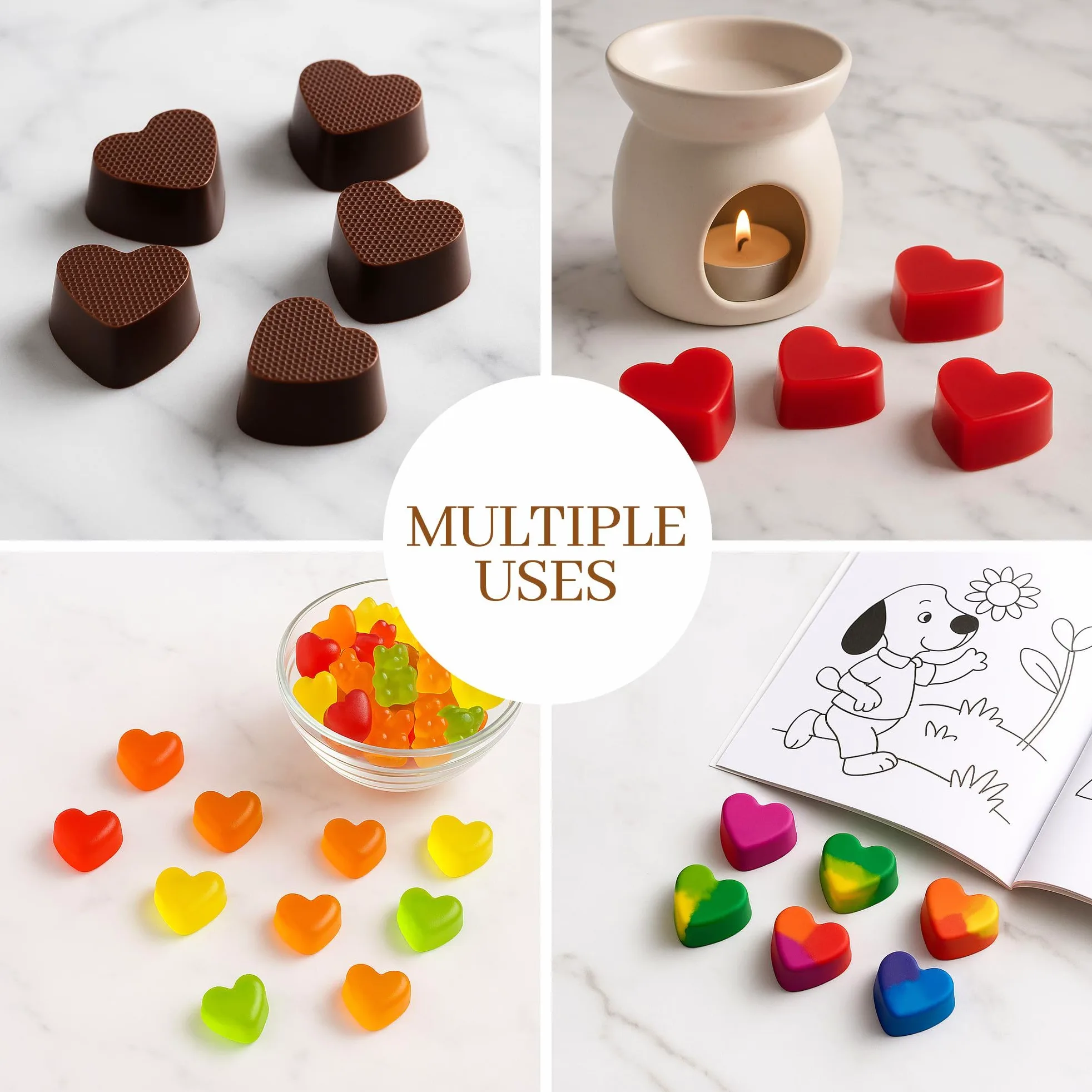 Mrs. Anderson's Baking Moldes de chocolate, silicona de grado europeo, corazones, juego de 2
