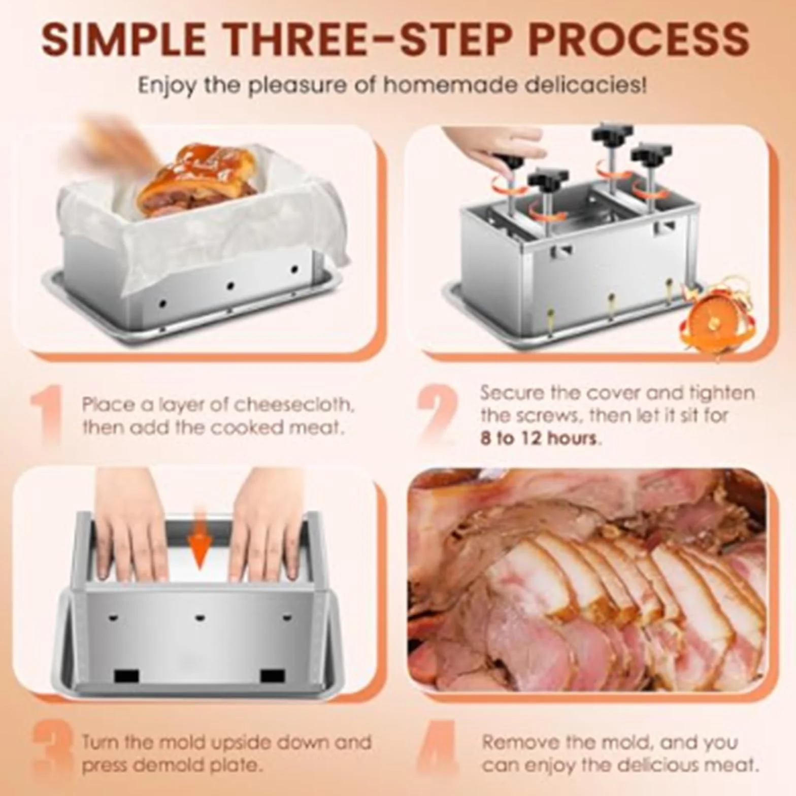 Prensa de carne para prensar jamón y carnes cocidas, ideal para cocineros caseros y entusiastas de la delicatessen
