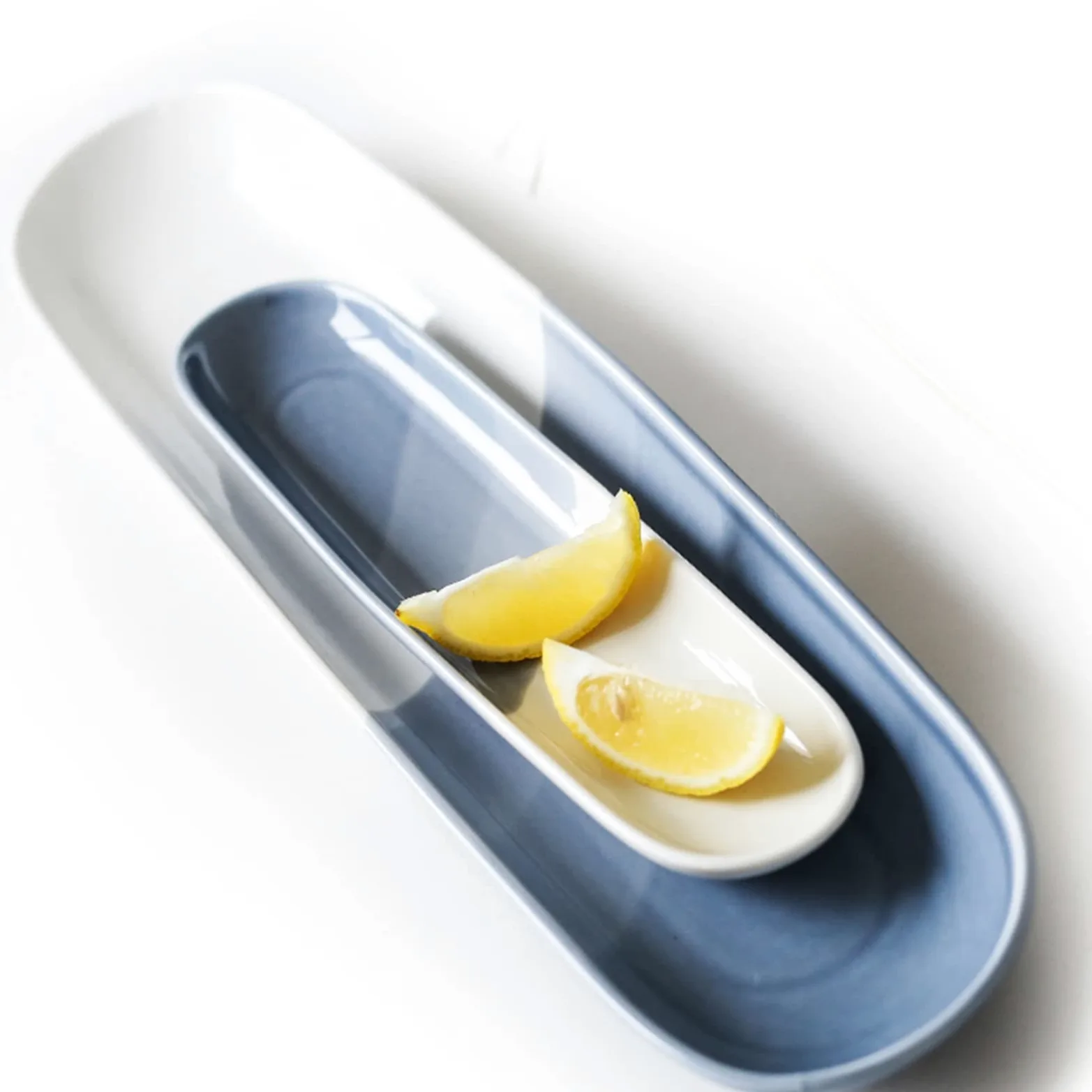 Platos Llanos Platos rectangulares de cerámica for sushi, plato de cocina de porcelana ovalada japonesa, plato largo grande de 15,7 pulgadas, apto for microondas/lavavajillas Platos postre(A)